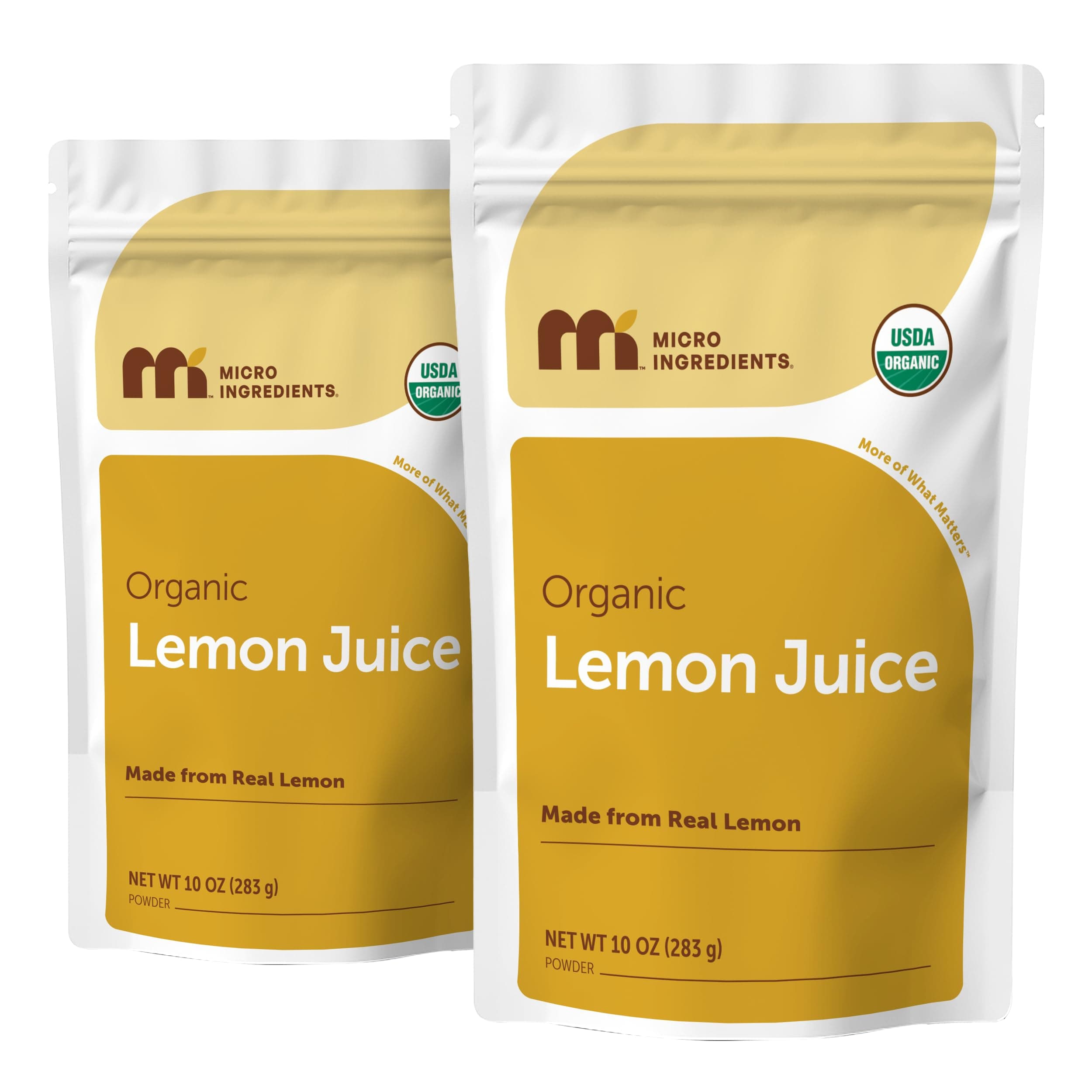 Micro Ingredients Organic Lemon Juice Powder 2 Pack | Cold-Pressed Lemon Source | Natural Vitamin C | No Sugar or Additives | Great for Drinks, Smoothies & Beverages | Non-GMO, Vegan Friendly