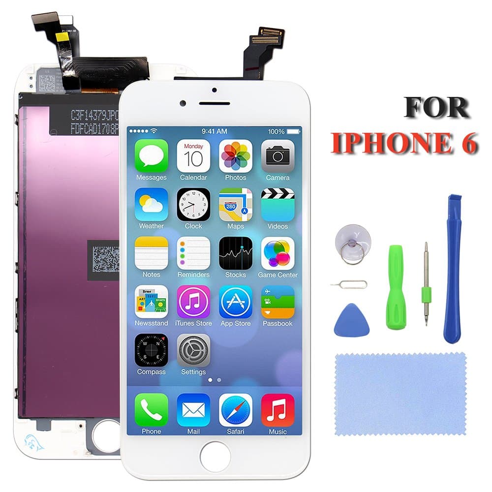 iPhone 6 Screen Replacement LCD Display Touch Screen Digitizer Assembly Screen Replacement for iPhone 6 Full Set With Tools Kit(white)