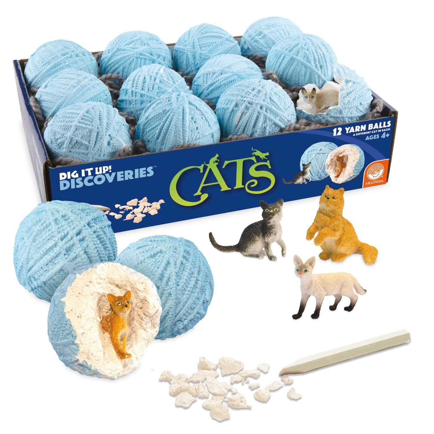 MindWare Dig It Up Discoveries: Cats – Party-Sized 12-Pack of Educational Discovery Digs for Kids with Tools & Fun Facts – Learn All About Cats!