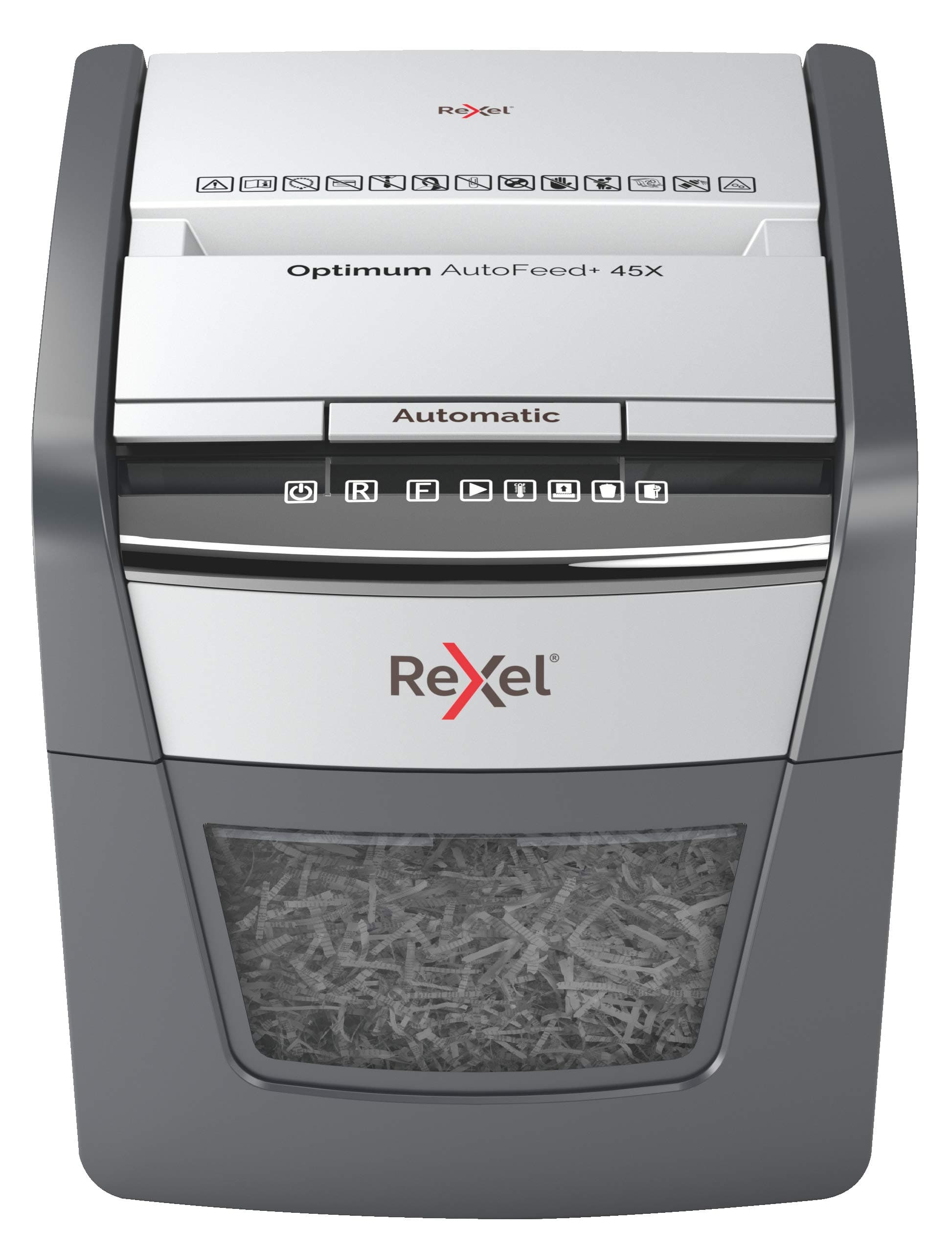 RexelOptimum AutoFeed+ 45X Automatic Shredder, 45 Sheets, Security Level P4, Particle Cut, for Home/Home Office, 20 Litre Waste Bin, 2020045XEU