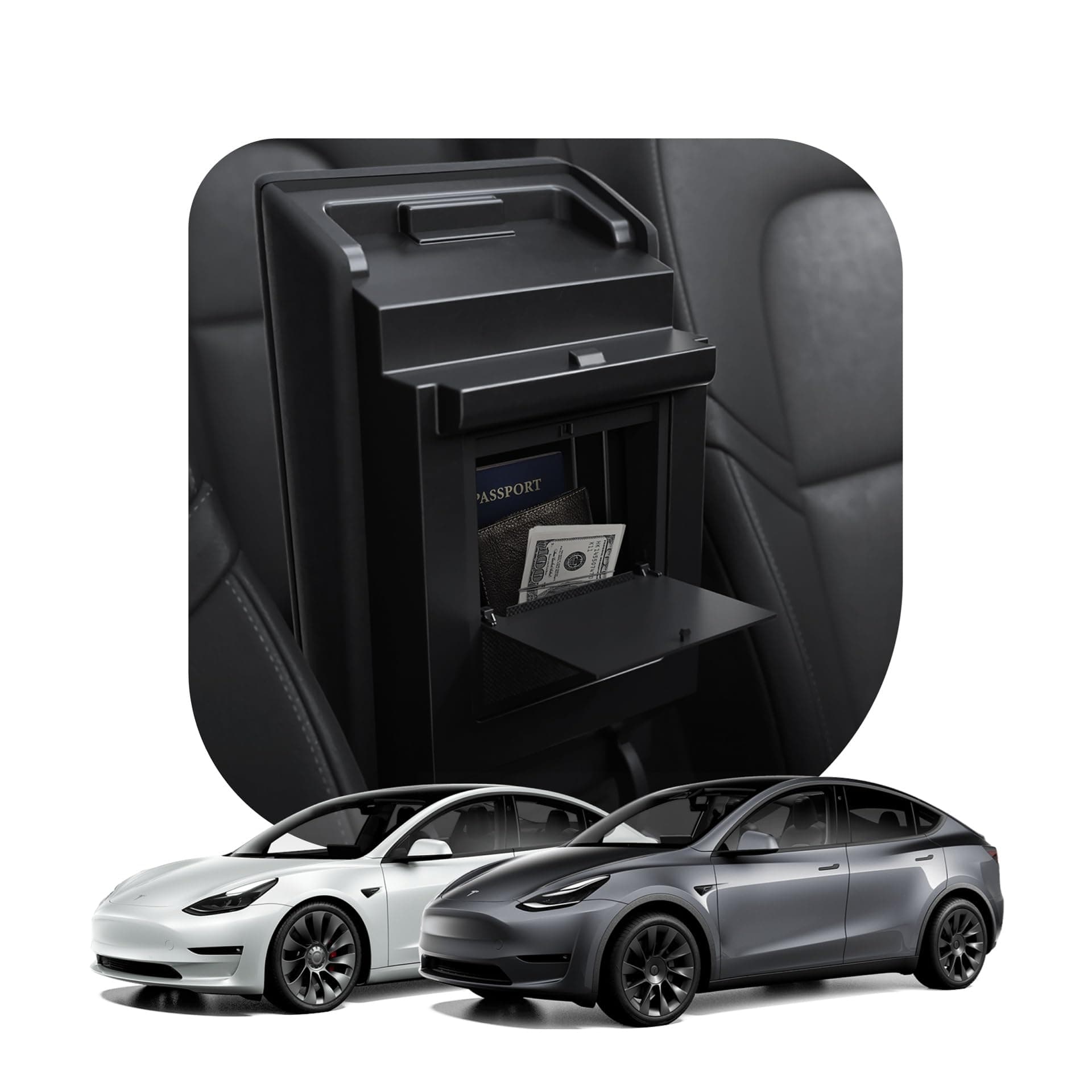 One-Tap Hidden Storage Box for Tesla Model Y (2020-2024) & Model 3 (2017-2023) [Not for Model Y Juniper (2025/26) and Model 3 Highland (2024/25)]