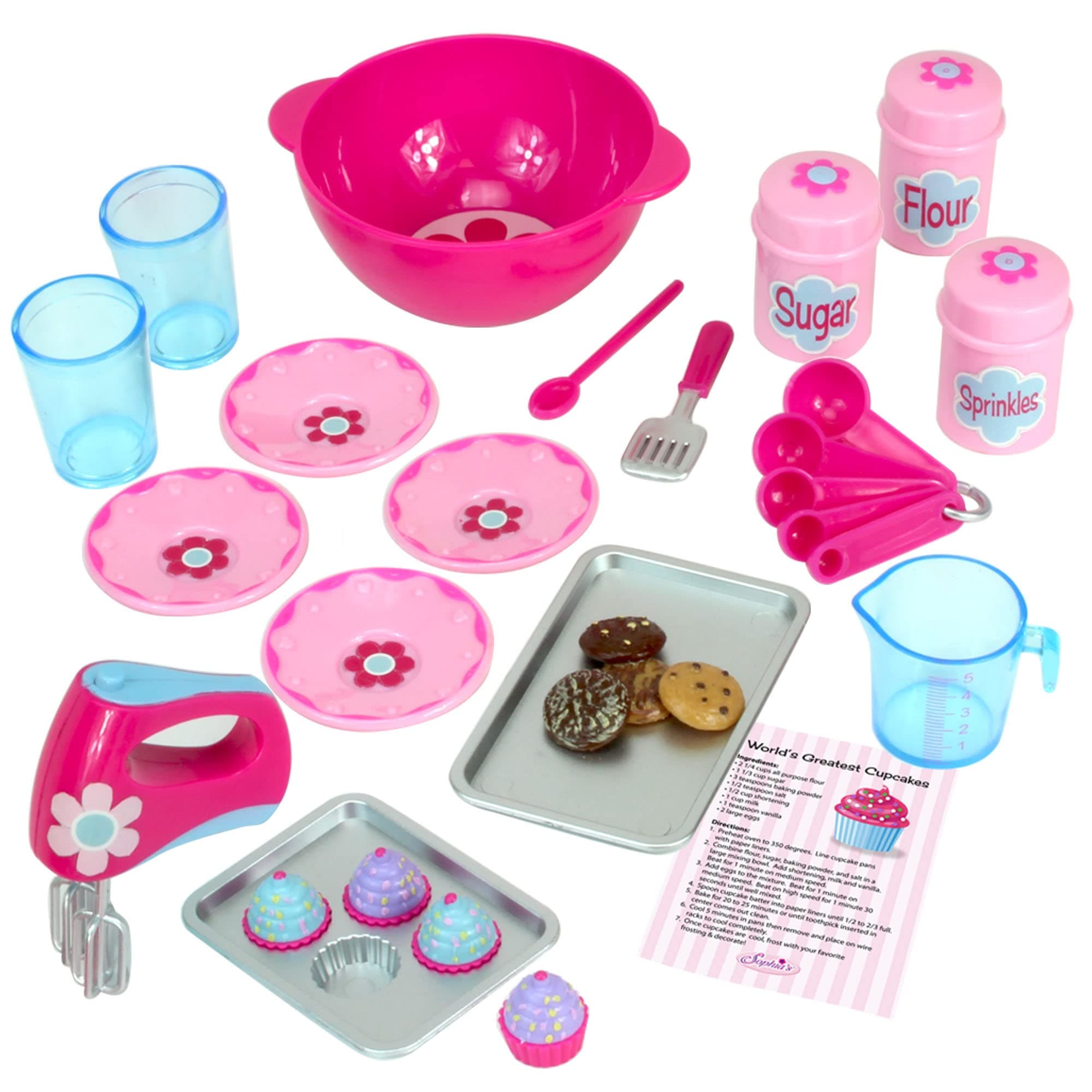 18" Doll 26 pc. Baking Set with Measuring Utensils, Baking Sheets, Realistic Desserts