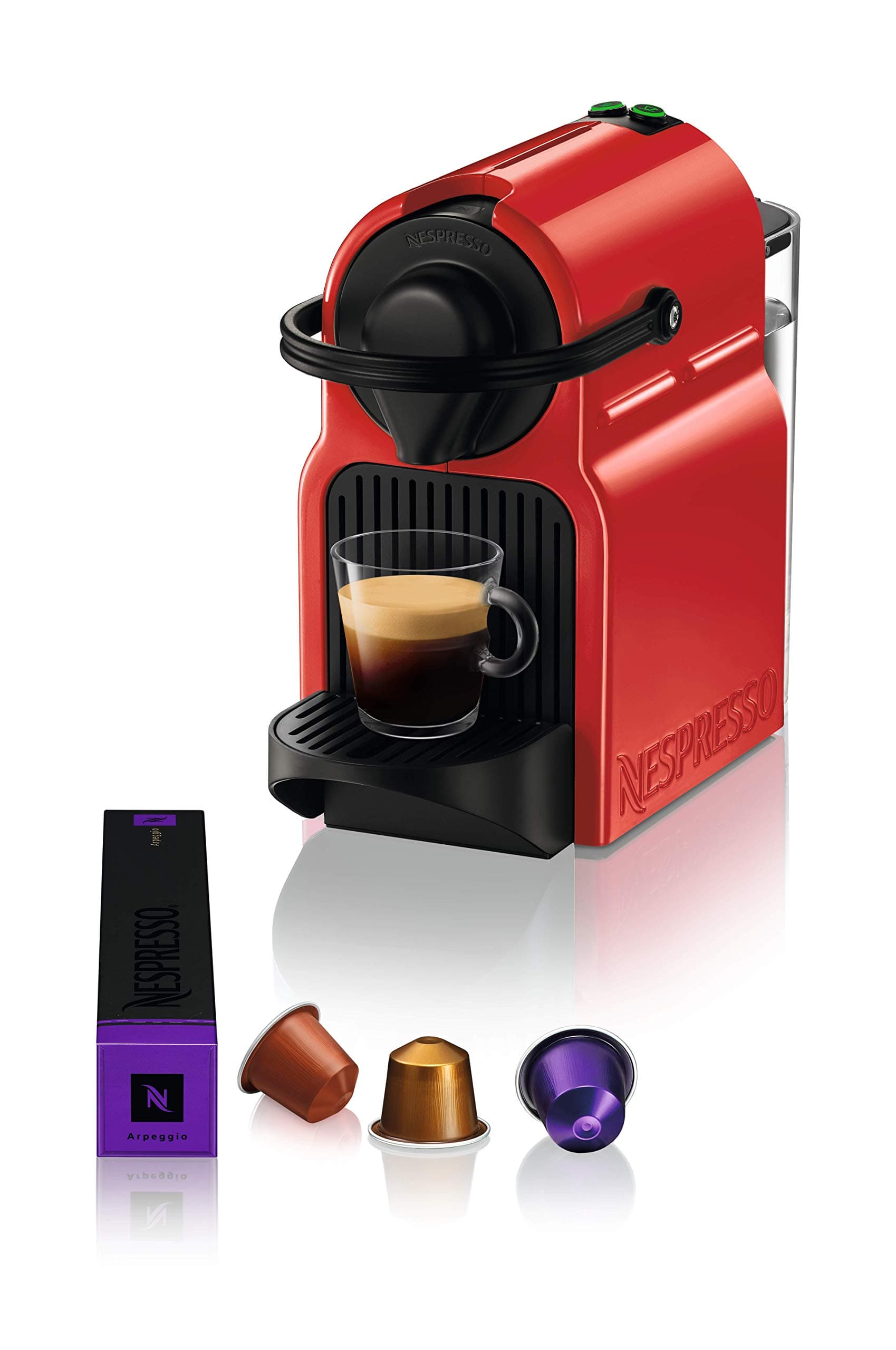 Inissia C40 Red Coffee Machine - Automatic Capsule Brewing, Compact Design, UAE Version
