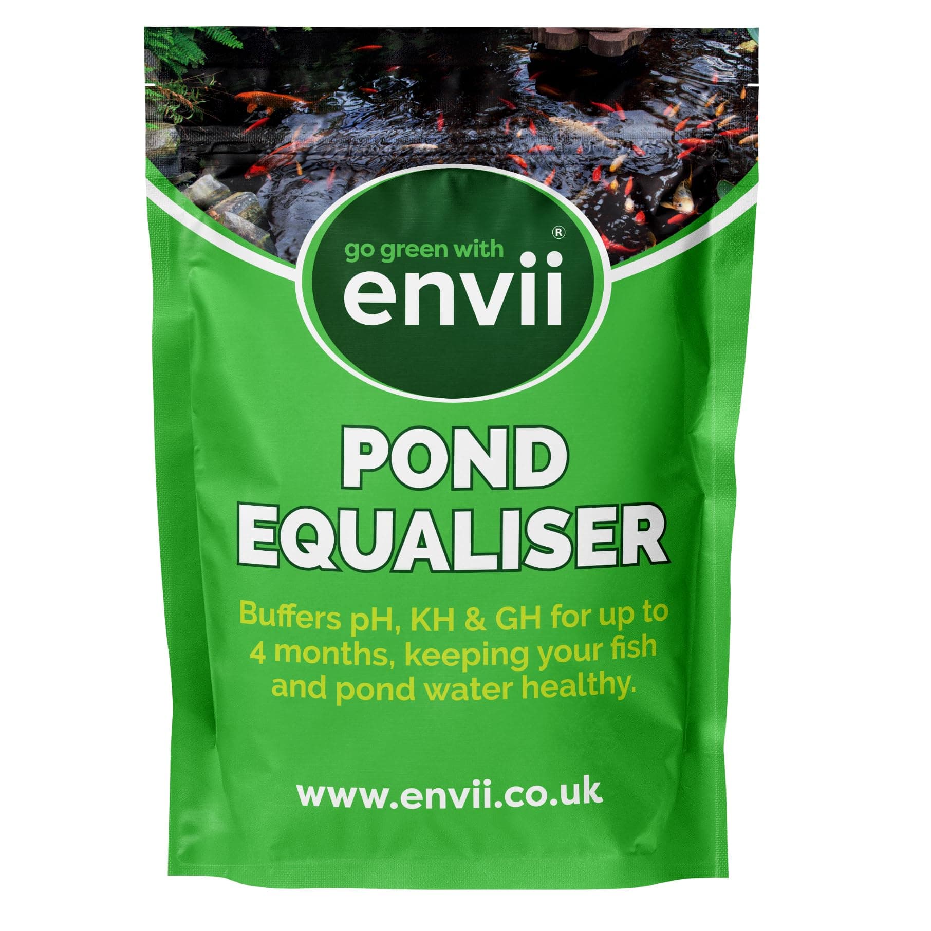 Pond Equaliser – Pond pH Buffer Instantly Balances, and Stabilises pH, KH and GH Levels, Pond Ammonia Remover, Works All Year Round Through Winter - Treats 5,000 Litres (1,100 Gallons)