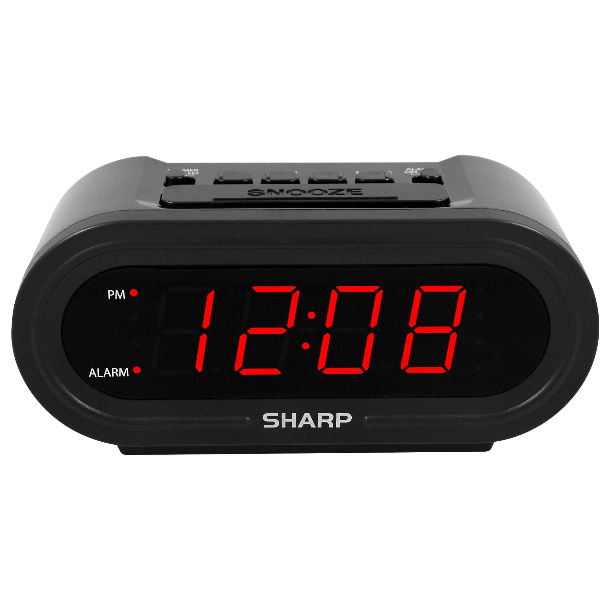 Sharp AccuSet Automatic Smart Alarm Clock – Self-Setting Digital Clock, Auto Time & DST Adjustment, Easy-Read Red LED Display, Battery Backup, Simple Plug-and-Play Clock for Seniors & Bedrooms