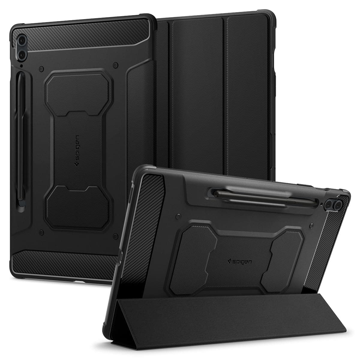 Spigen Galaxy Tab S10 Plus Case, Galaxy Tab S9 Plus Cover Shock Absorption Shockproof Stand Drop Shock Absorbing Rugged Armor Pro ACS06539 (Black)