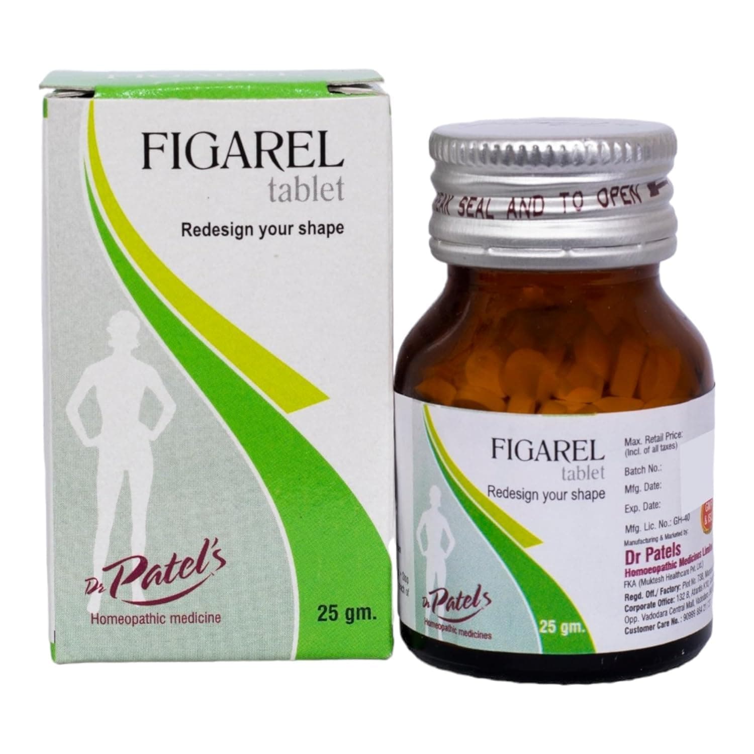 Dr Patel's Homeopathic Figarel Tablet - Redesign Your Shape | Optimize Your Figure | Enhanced Metabolism, Safe Weight Loss, Reduce Postpartum Weight, Prevent Weight Gain - 25 Gm