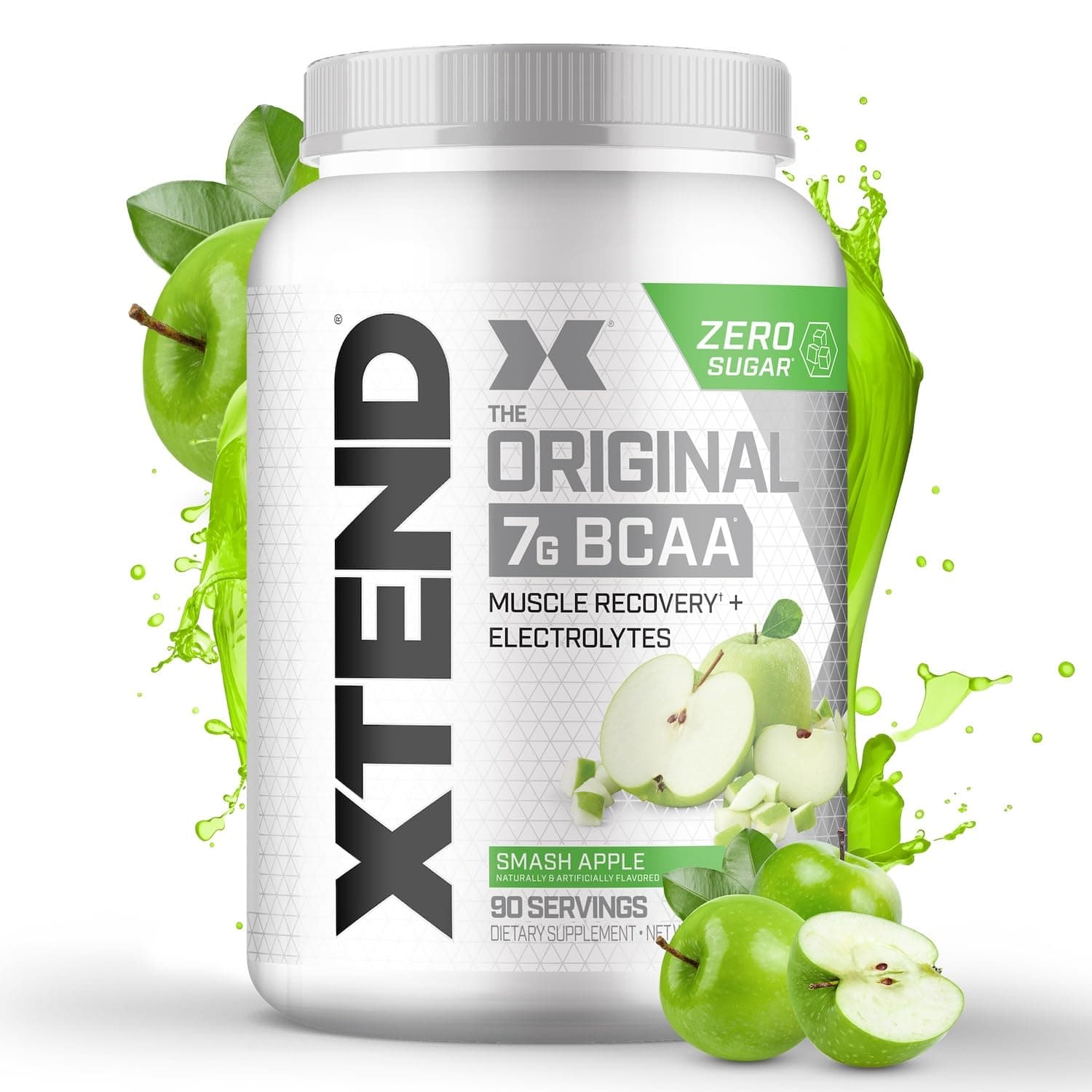 XTEND Original BCAA Powder Smash Apple - ZERO CALORIE, ZERO CARB, ZERO SUGAR - Post Workout Muscle Recovery Drink with Amino Acids - 7g BCAAs for Men & Women - 90 Servings