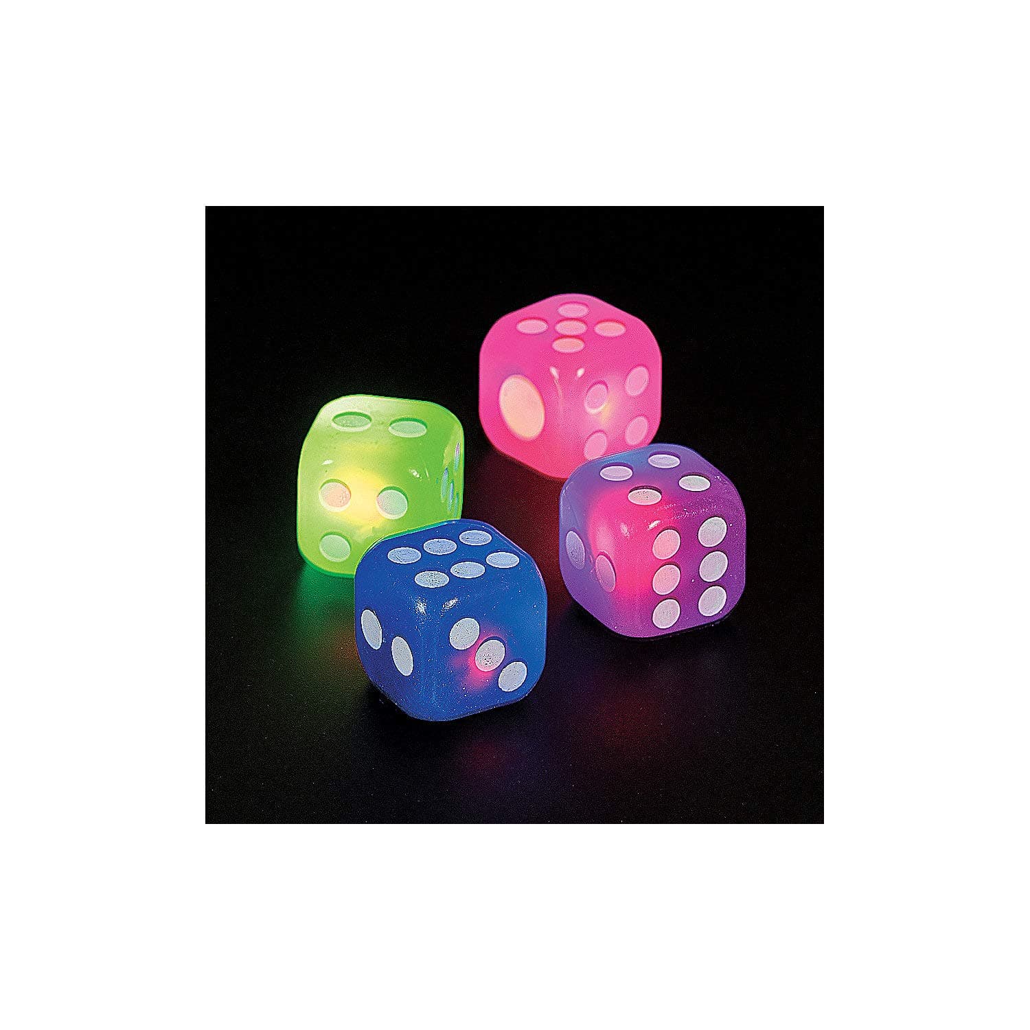 1.5" FLASHING RUBBER DICE - Toys - 12 Pieces