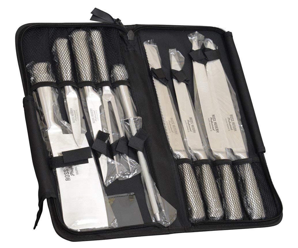 Ross Henery Professional Eclipse 9 Piece Chefs Knife Set with Carry Case in Stainless Steel