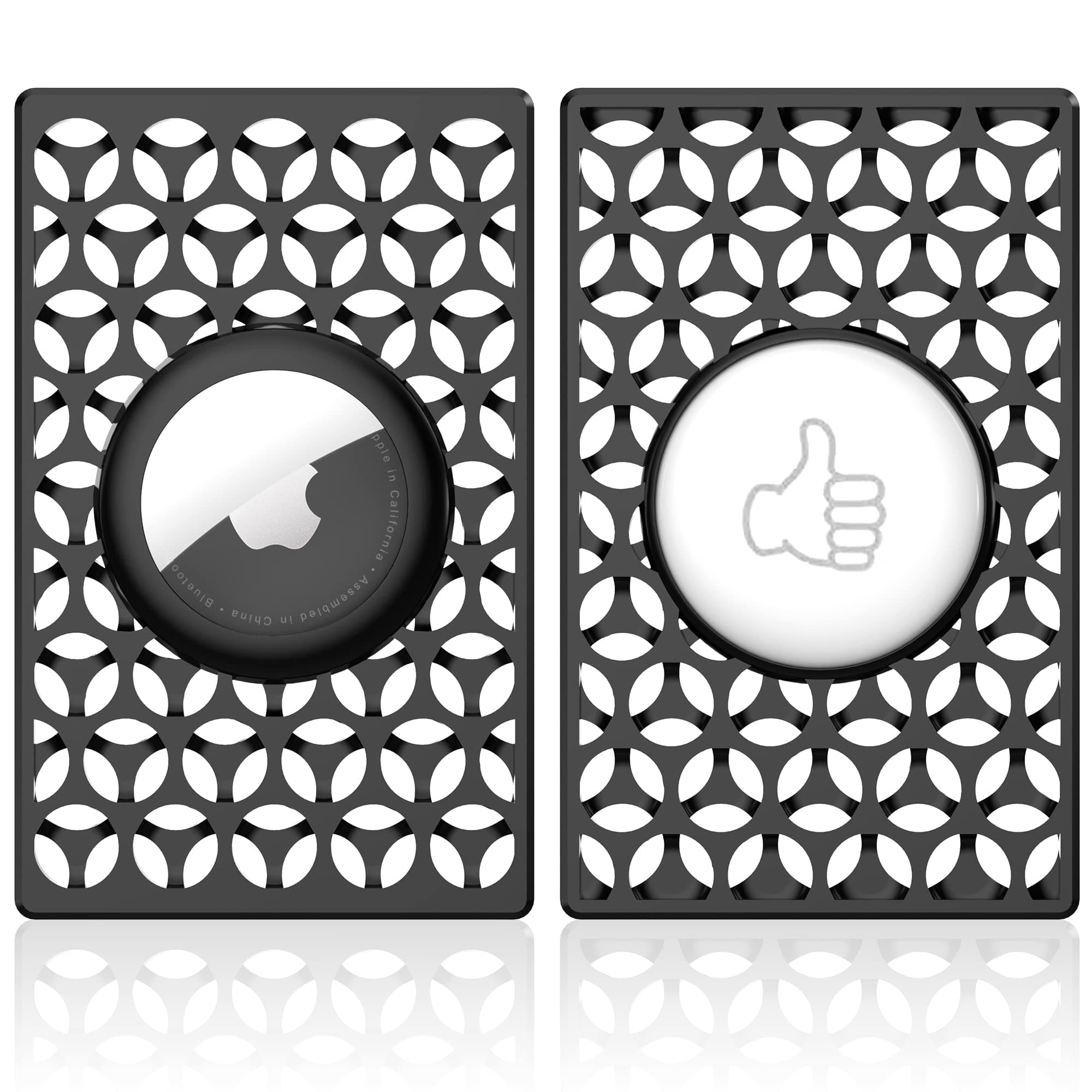 AirTag DLENP Card Case, Protective Case for Wallets, Ultra Thin, 2 Pieces, Air Tag, Slim, Lightweight, For Wallets, Waterproof, Shockproof, Drop Prevention (Black)