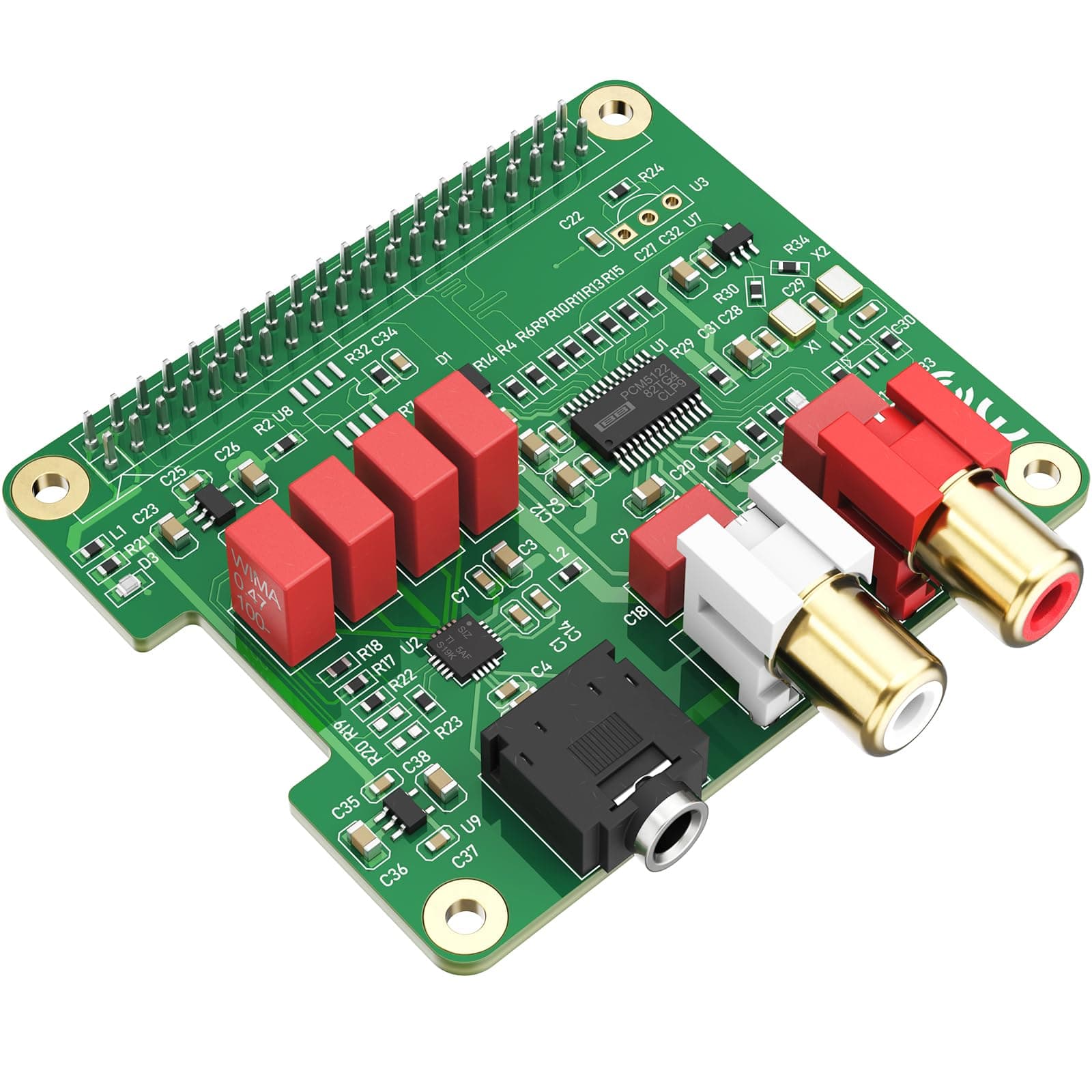 HiFi DAC HAT for Raspberry Pi 5/4/3B+/Zero | PCM5122 384kHz/32bit DAC Audio Card Expansion Board | Dual Oscillators & DOP | RCA/3.5mm Output, 112dB SNR