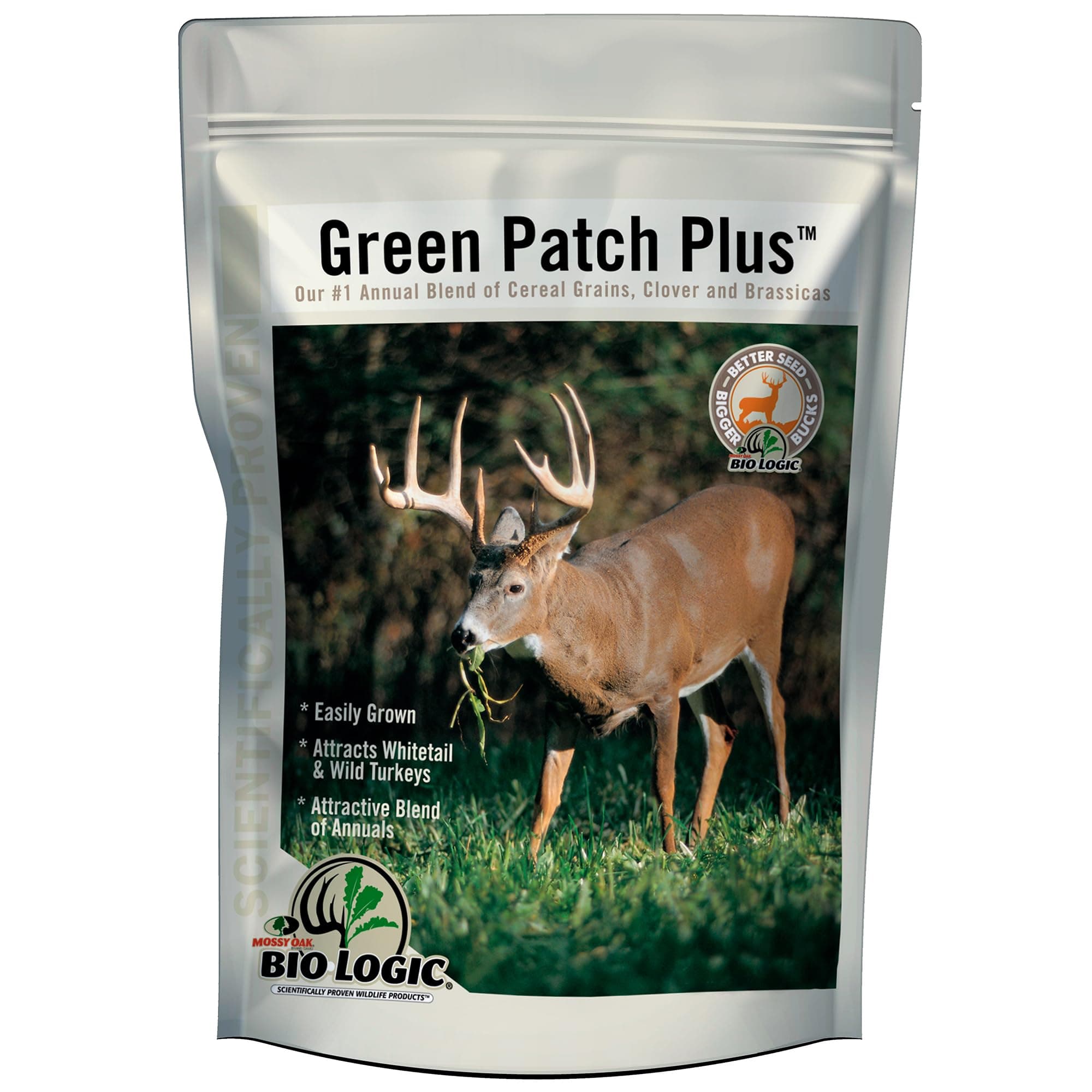 BioLogic Green Patch Plus Deer Food Plot Seed, Annual Blend of Cereal Grains, Clover & Brassicas, Establishes Quickly, 20 lb Bag Plants 1/2 Acre