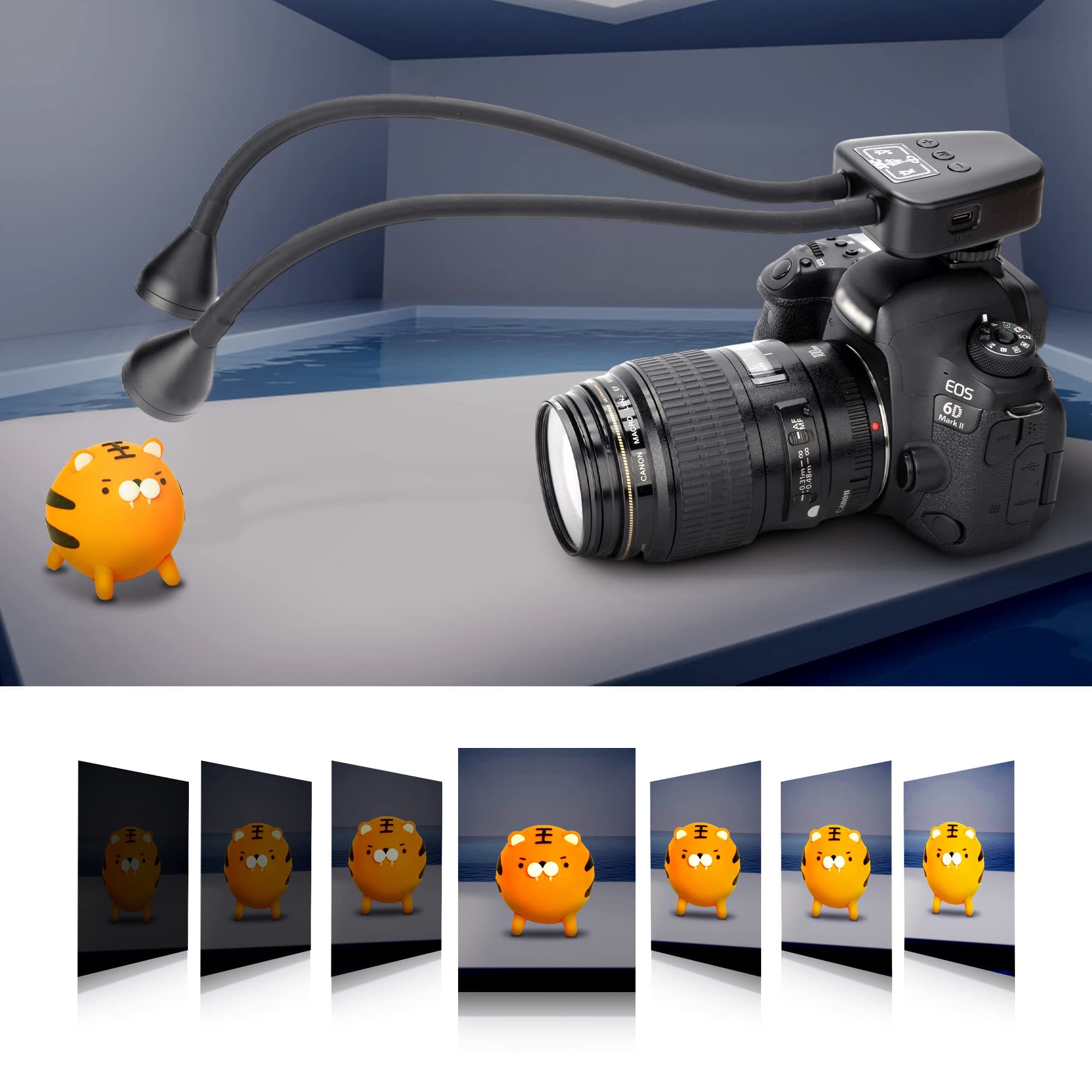 JJC Macro Arm Light, LED Camera Light with Built-in Rechargeable Battery, 5600K 24000Lux 10 Levels Adjustable Brightness Lighting Cold Shoe Mount 1/4 Screw Lamp fits Close-up Photography