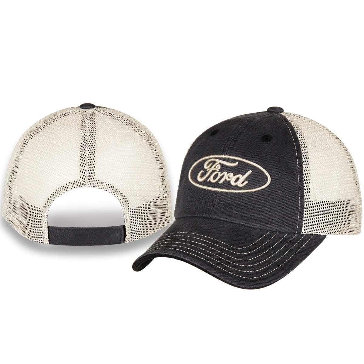 Checkered Flag Ford Mesh Trucker Unstructured Adjustable Gray Hat/Cap