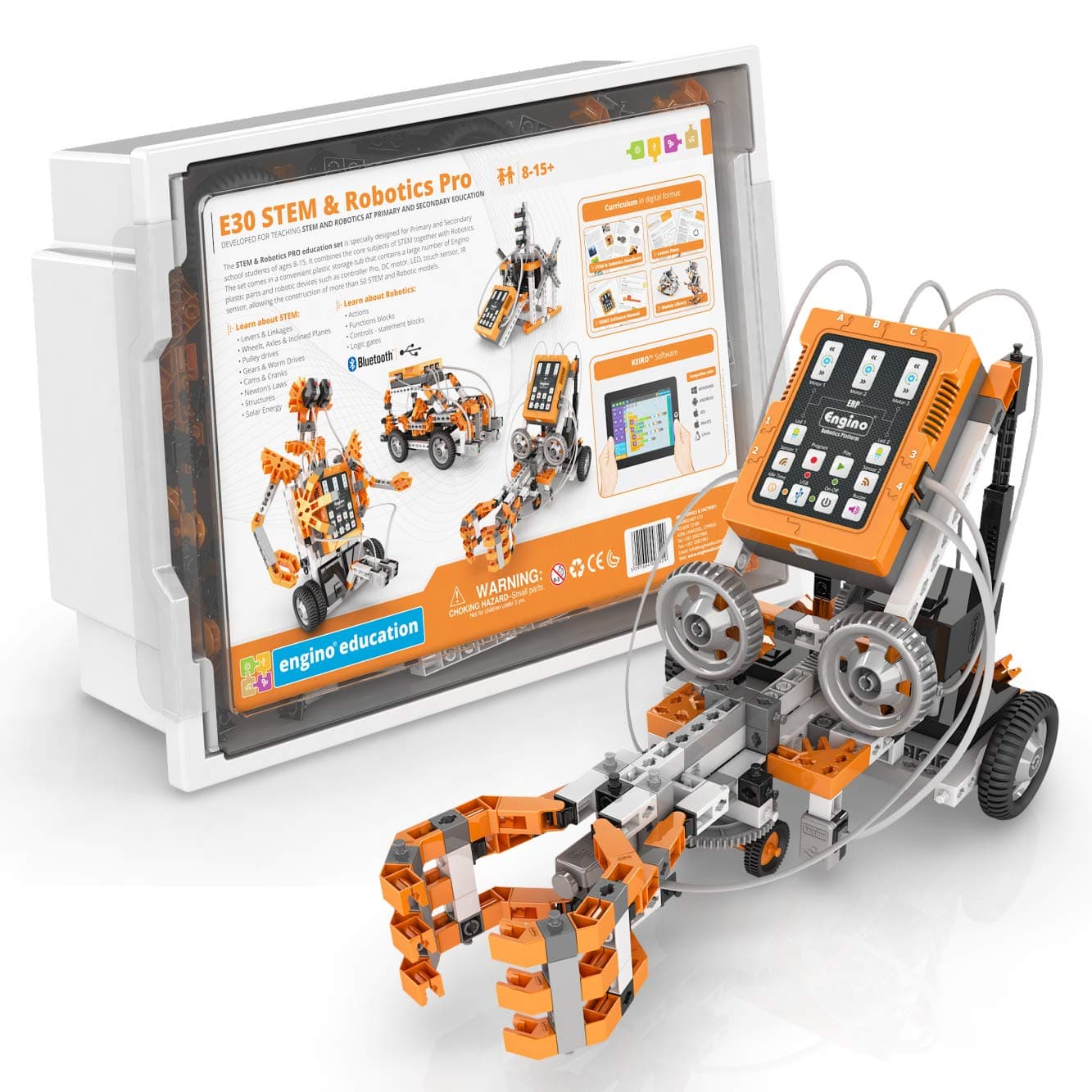 Engino - Classroom & Makerspace Solutions | Middle School Stem & Robotics Pro | Coding - Learning & Building Activities (Lesson Plans) | Perfect for Home Learning, Single Set (E30)