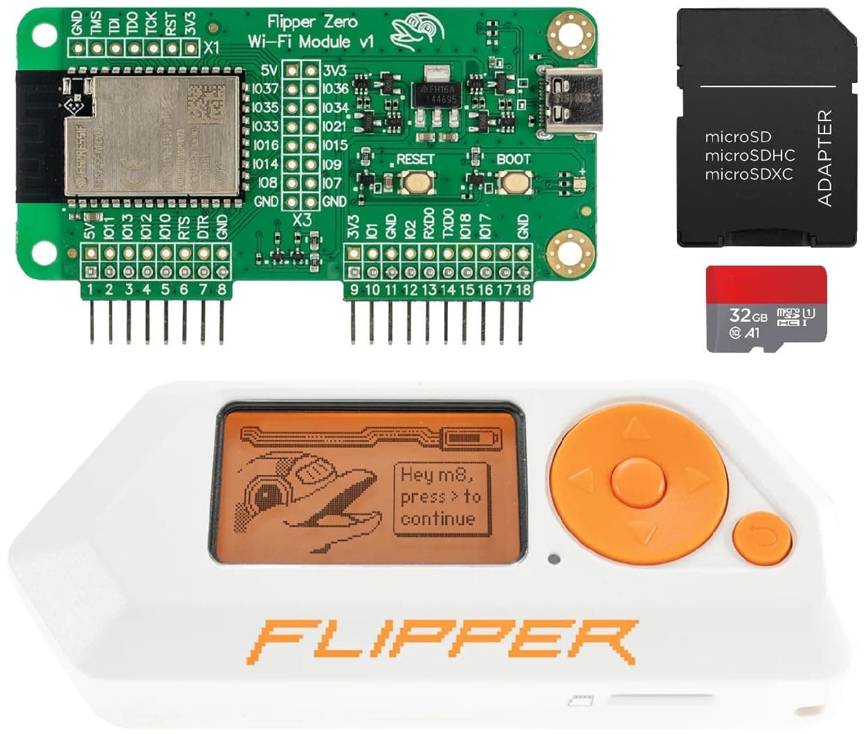 Flipper Zero WiFi Kit - Flipper Zero | WiFi Development Card | 32GB MicroSD Card | MicroSD to SD Adapter