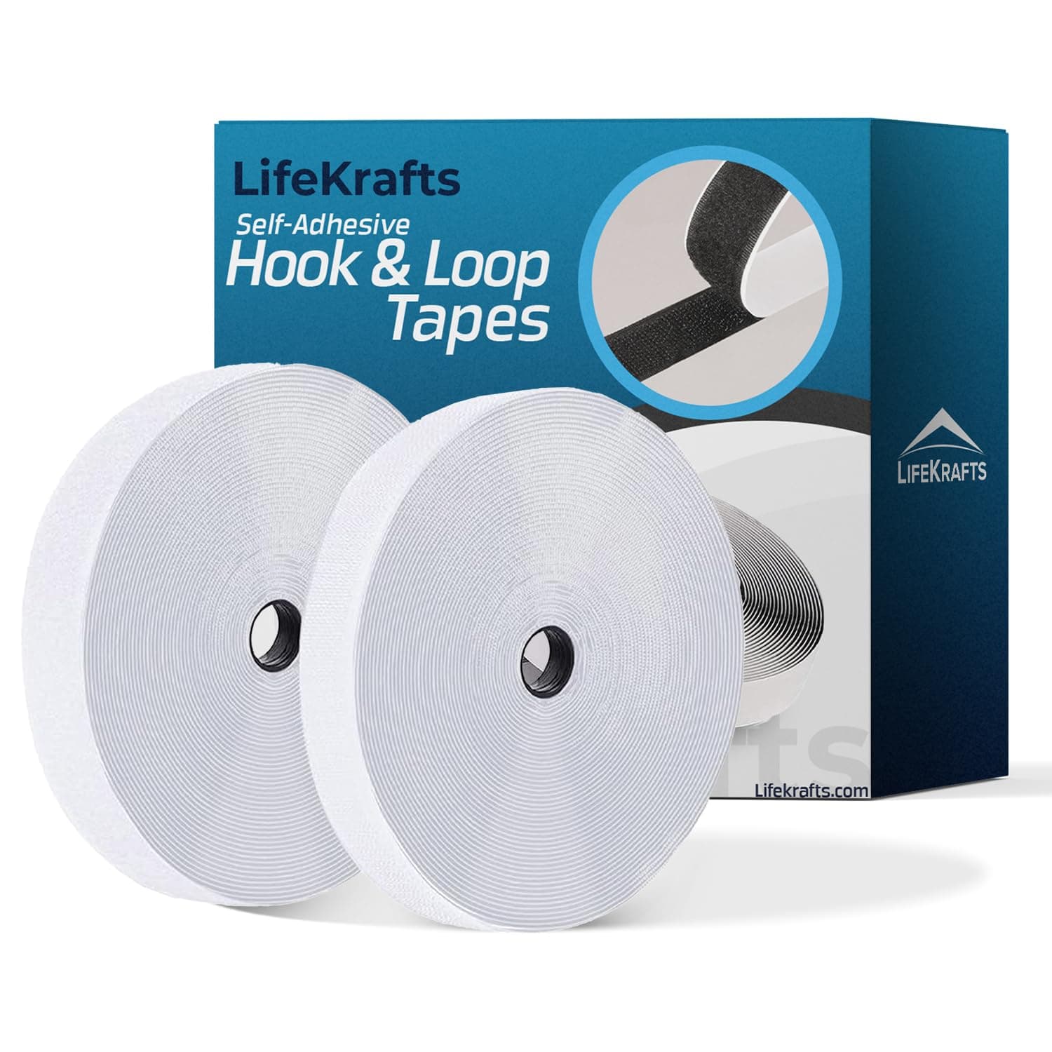 Self Adhesive Hook & Loop Tapes White (10M Hook+10M Loop) 25mm width to Organize Stationaries, Arts & Crafts Projects, Photo Frame etc. Sticky Back Strong Glue, Back Mounting Fastener Tape.