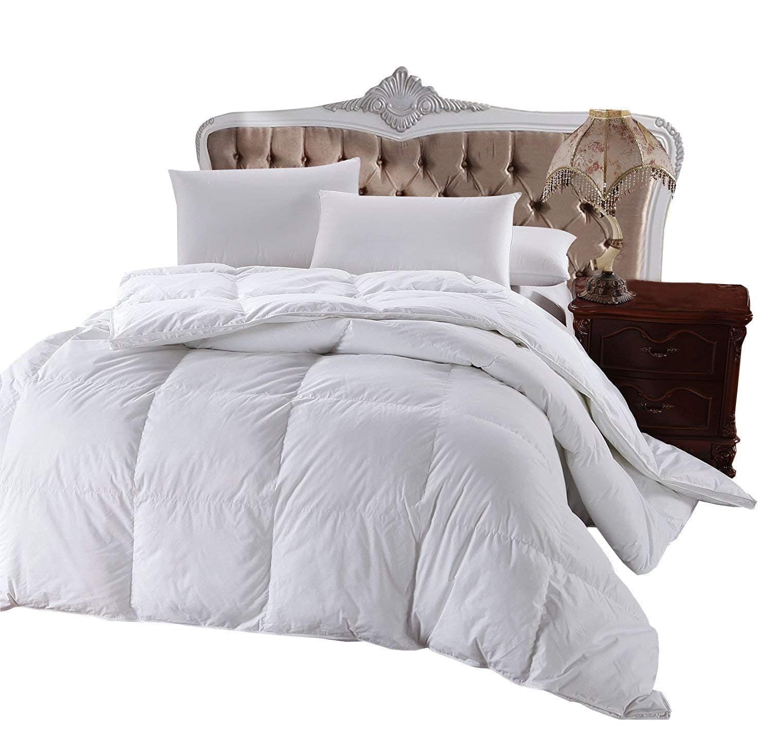 300 Thread Count King Size Down-Alternative Comforter, Overfilled Comforter, Duvet Insert 100% Cotton Shell - 100% Down-Alternative Fill, 750FP - 86Oz - Solid White, King