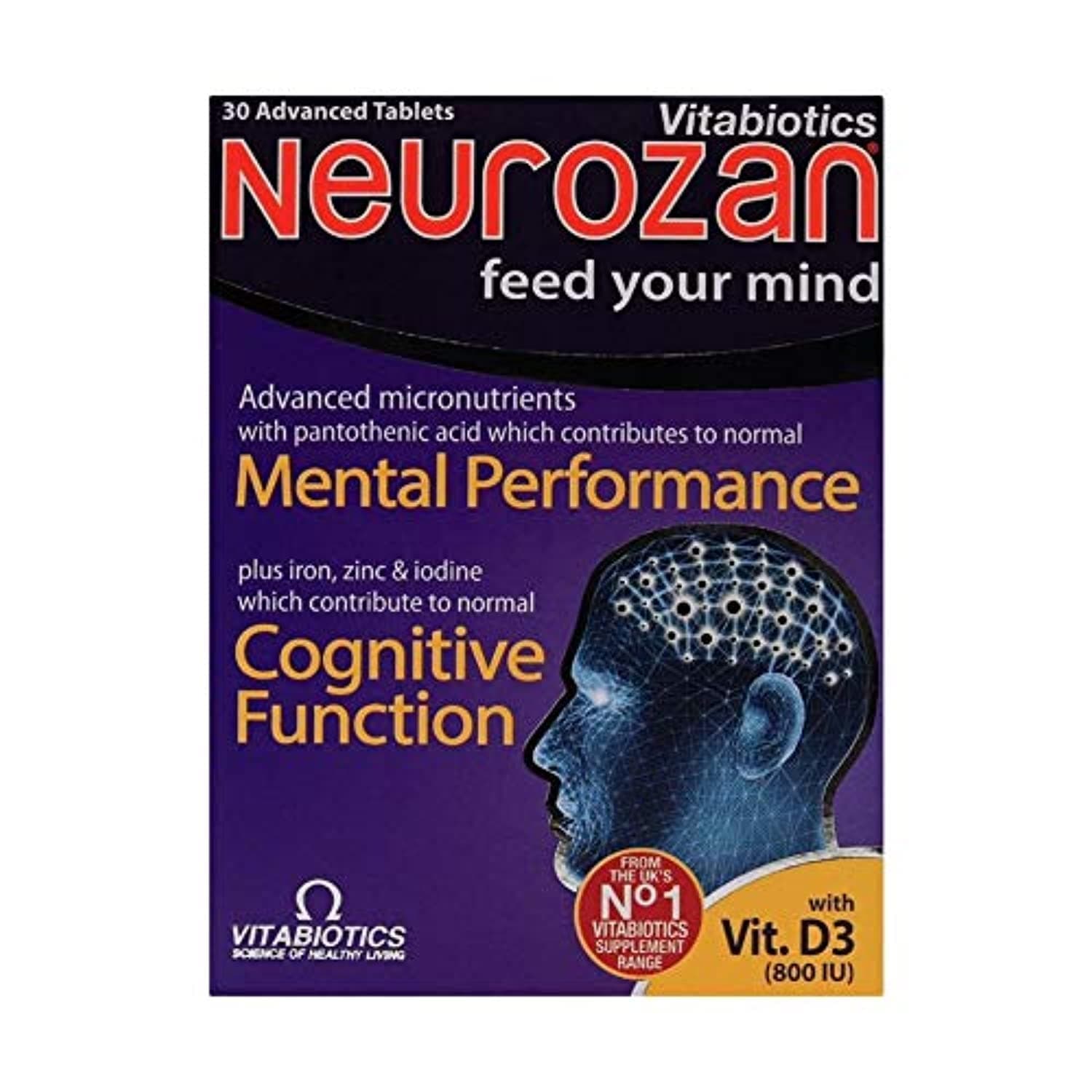 Neurozan Original 30 Tablets |Advanced Micronutrient Tablet with Pantothenic Acid, Iron, Zinc & Iodine |Contributes to Cognitive Function - Mental Performance - Nervous System - Psychological Function