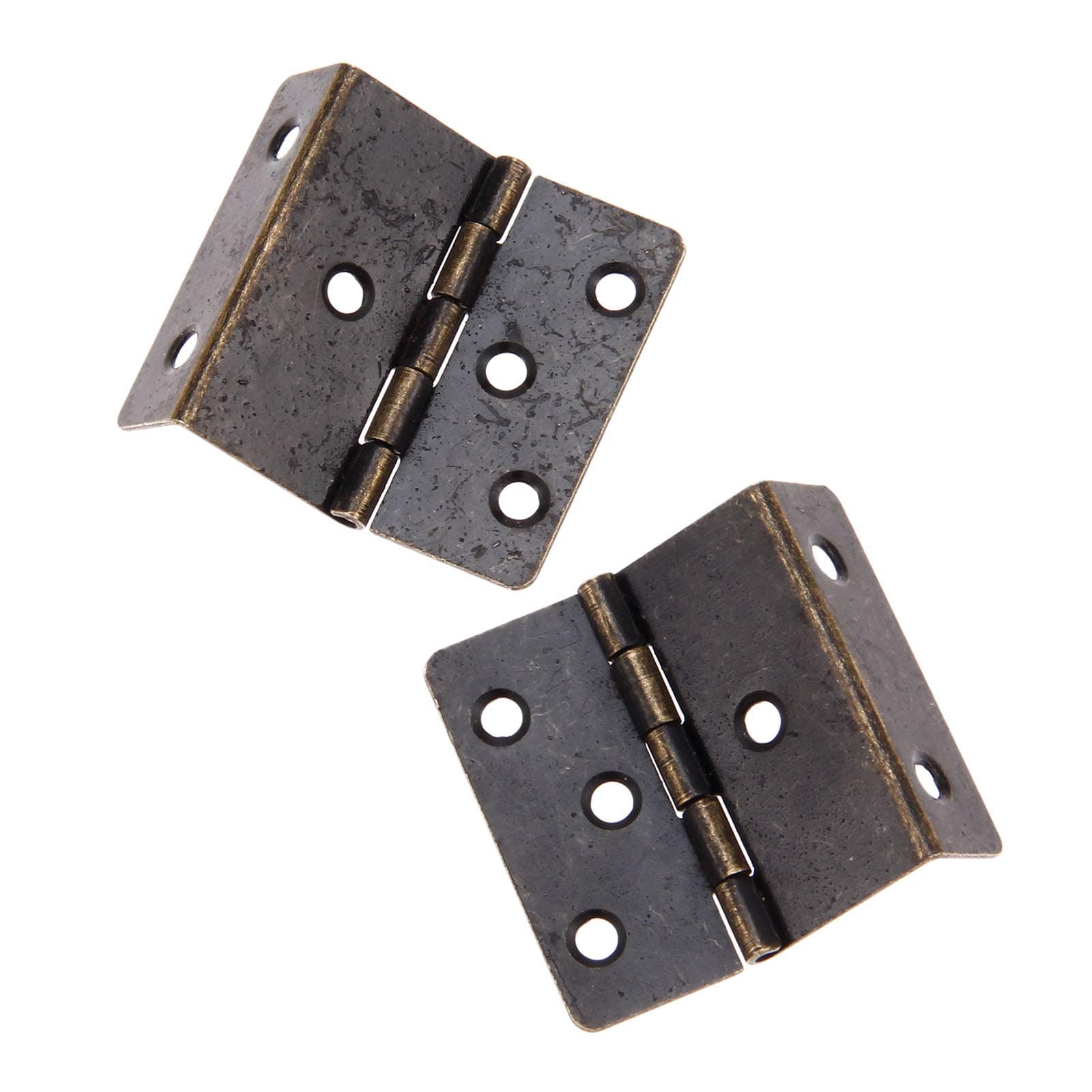 Yetaha 2 Pcs Three Folding Hardware Hinge, Antique Bronze Hinges, Decorative Box Hing with 12 Screws, Hardware Hinge for Door, Cabinet, Furniture, Small Chest Hinges