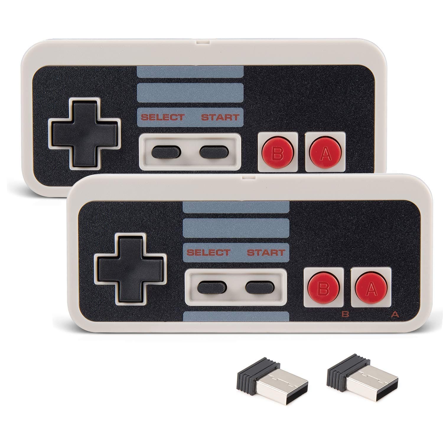 2 Pack NES Wireless USB Controller, kiwitatá 2.4ghz Rechargeable Wireless USB PC NES Emulators Game Controller for Windows PC MAC Linux Raspberry Pi