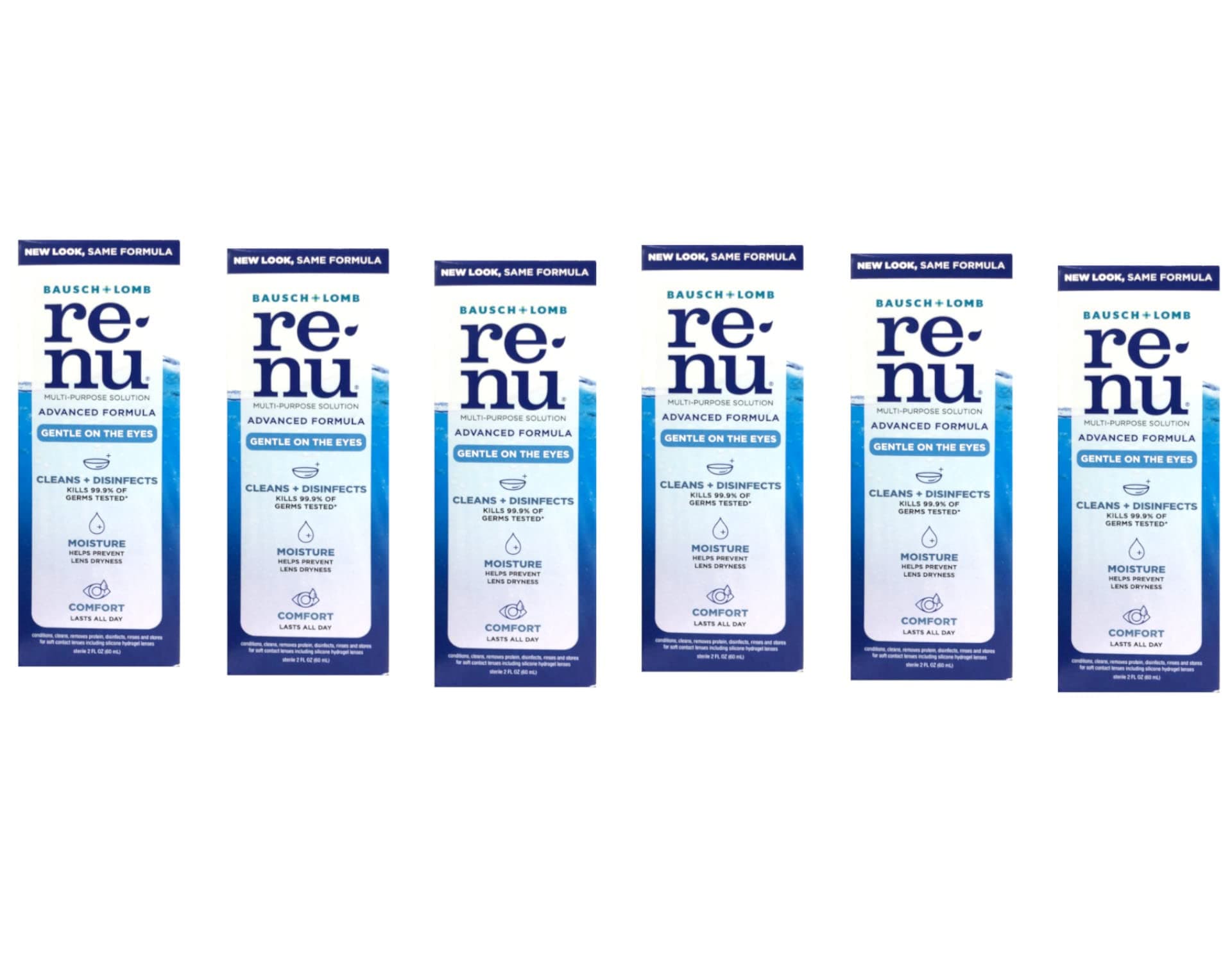 Renu Advanced Formula Multi-Purpose Solution, Triple Disinfectants, Travel Size, 2 fl oz (Pack of 6)