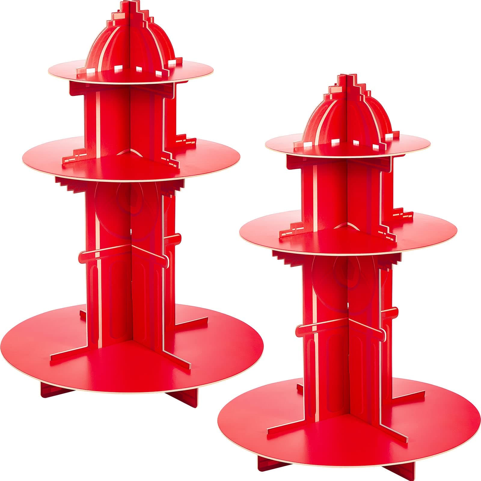 Fire Hydrant Cupcake Holder 2 Pieces 3 Tier Fire Hydrant Cupcake Stand Fighter Theme Holder Stand Truck Birthday Party Supplies Party Decor Decorations