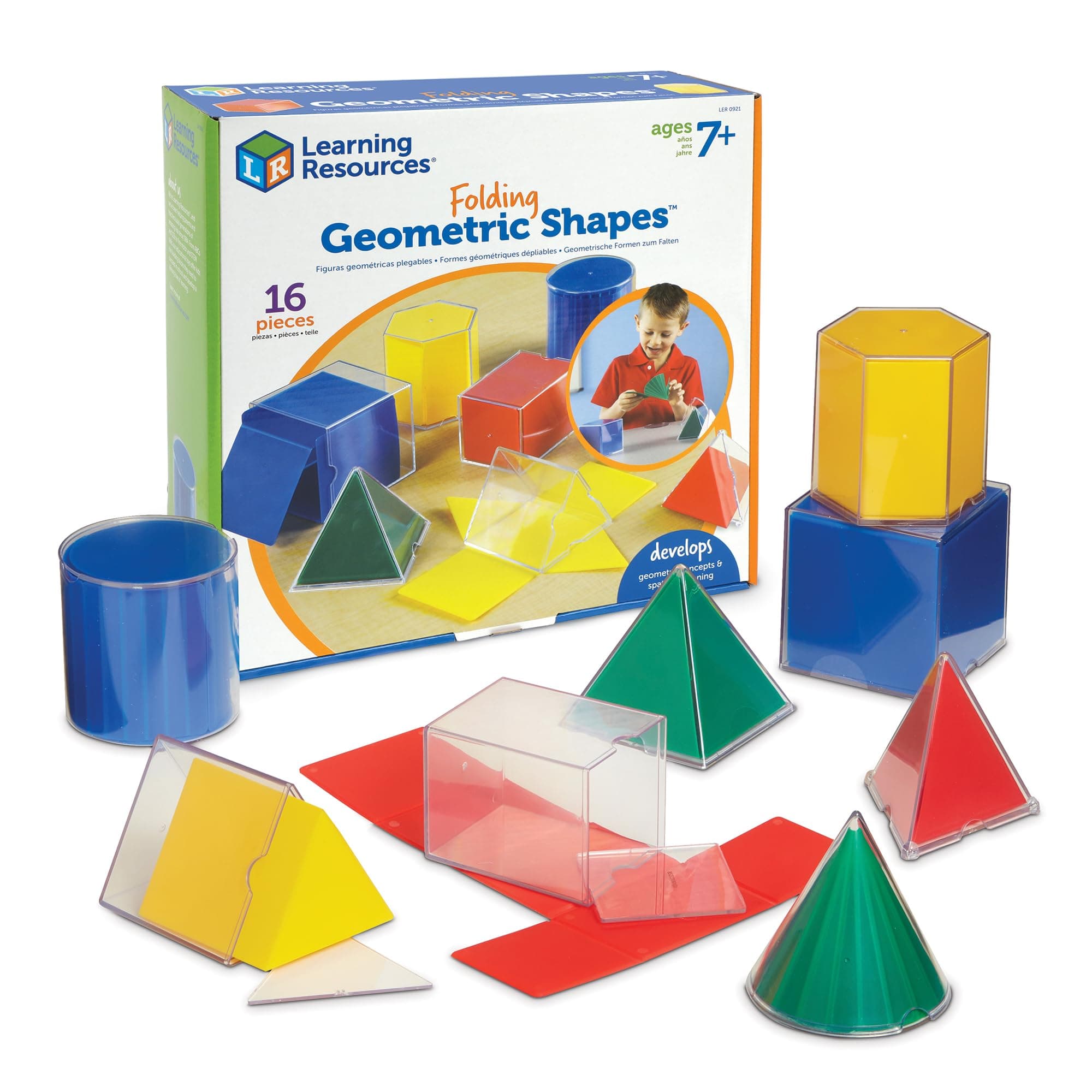 Folding Geometric Shapes Set - Classroom Must Haves, Teacher Supplies, Geometry Game, Pattern Blocks, Homeschool, 3D School Figures for Teaching, Math Manipulatives Essentials, Ages 7+