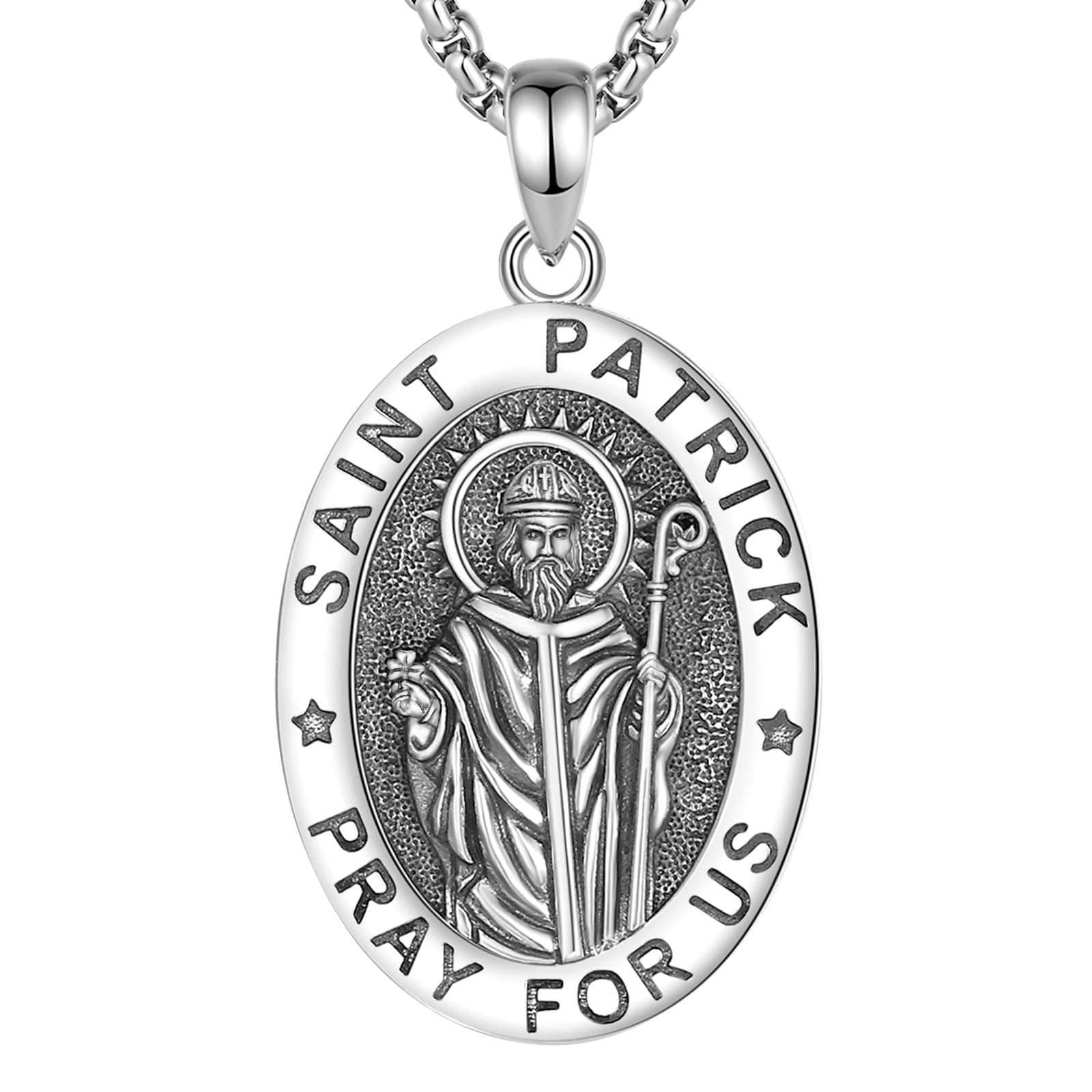 EUDORA 925 Sterling Silver St Christopher/St Benedict/St Michael/Virgin Mary/San Judas Tadeo/Good Shepherd Cross/Archangel Necklace Medal Pendant Protection Religious Amulet Jewelry For Men Women