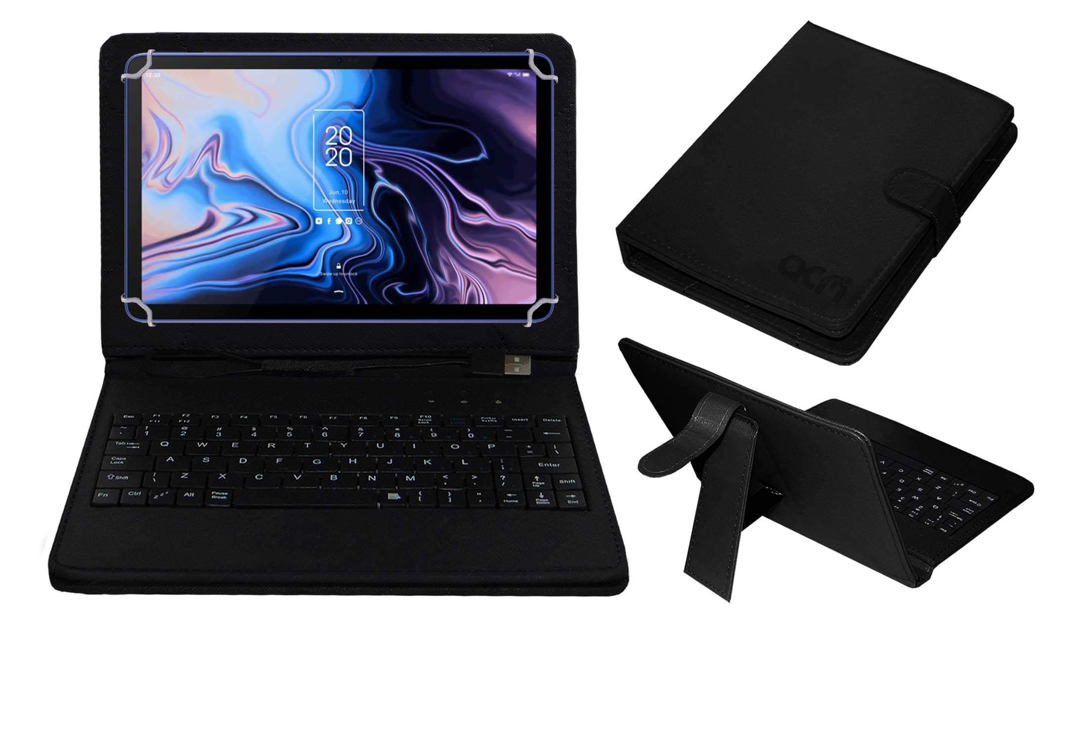 Acm USB Keyboard Case Compatible with TCL 10 Tab Max Tablet Cover Stand Study Gaming Direct Plug & Play - Black