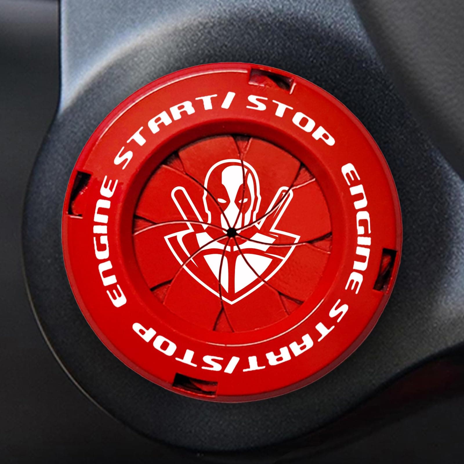 Tybasthe Rotary Push Start Button Cover, Deadpool Red
