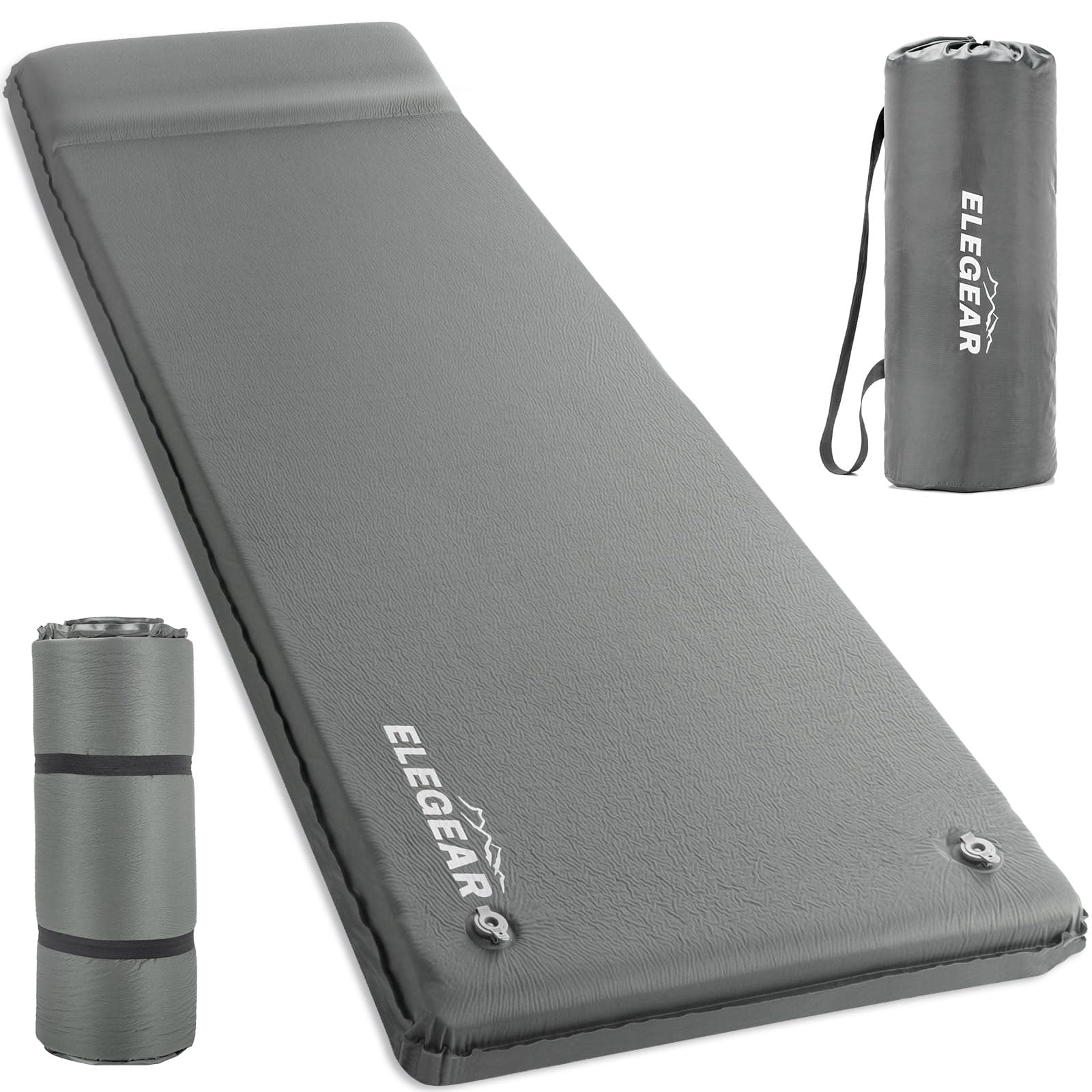 Self Inflating Sleeping Pad, 3.15" Ultra-Thick Memory Foam Camping Pad with Pillow Fast Inflating in 20s Insulated Camping Mattress Pad 4-Season Camp Sleeping Mat for Camp/Travel/Car/Tent