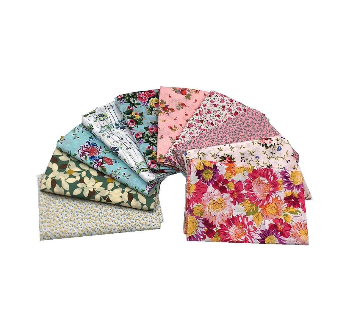 RayLineDo10 Pcs Different Pattern Multi Color 100% Cotton Poplin Fabric Fat Quarter Bundle 18" x 22" Patchwork Design Patchwork Fabric for Patchwork