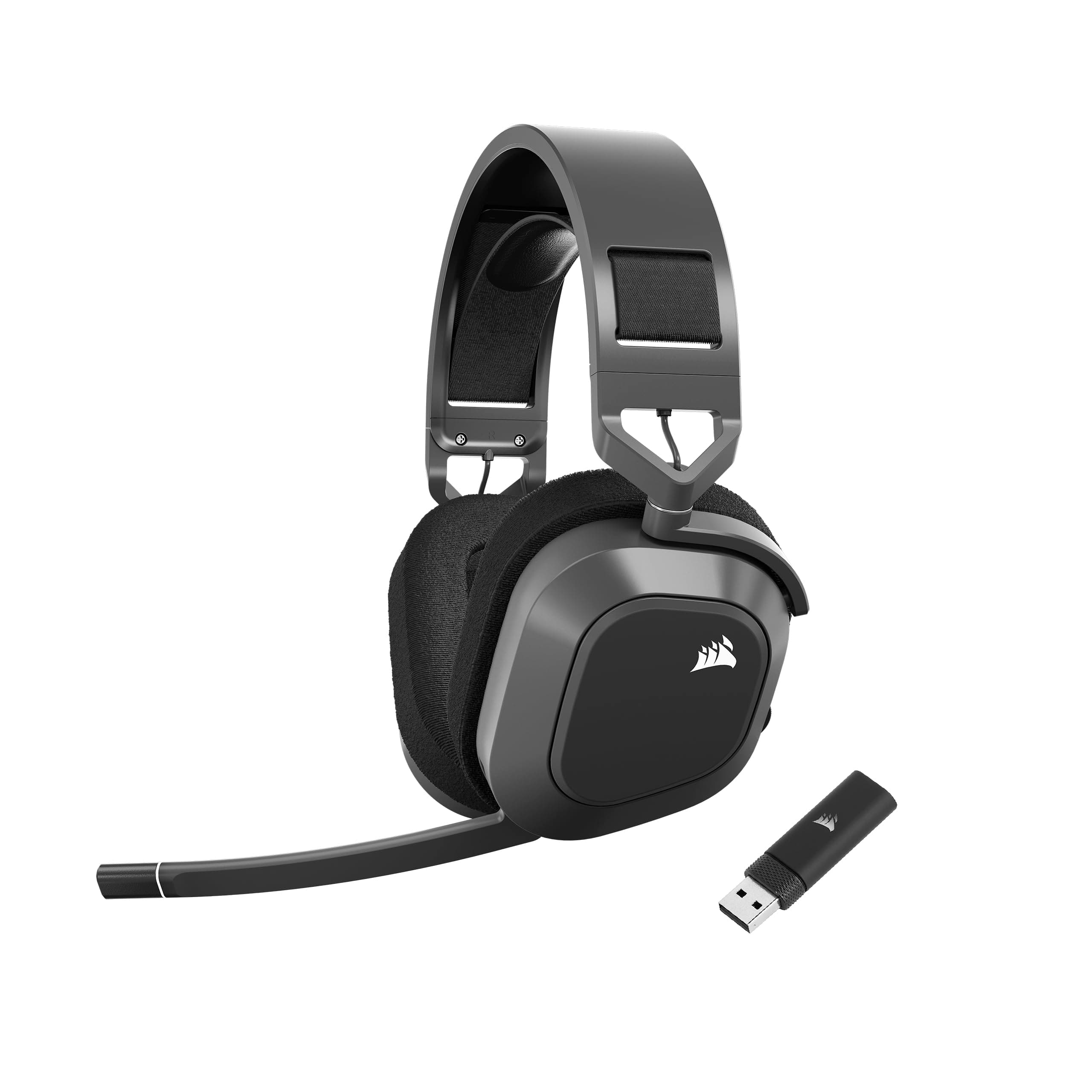 Corsair HS80 MAX WIRELESS Multi-platform Gaming Headset with Bluetooth – Dolby Atmos – Qualitative Broadcast Microphone – Compatible with iCUE – PC, Mac, PS5, PS4, Mobile – Steel Gray