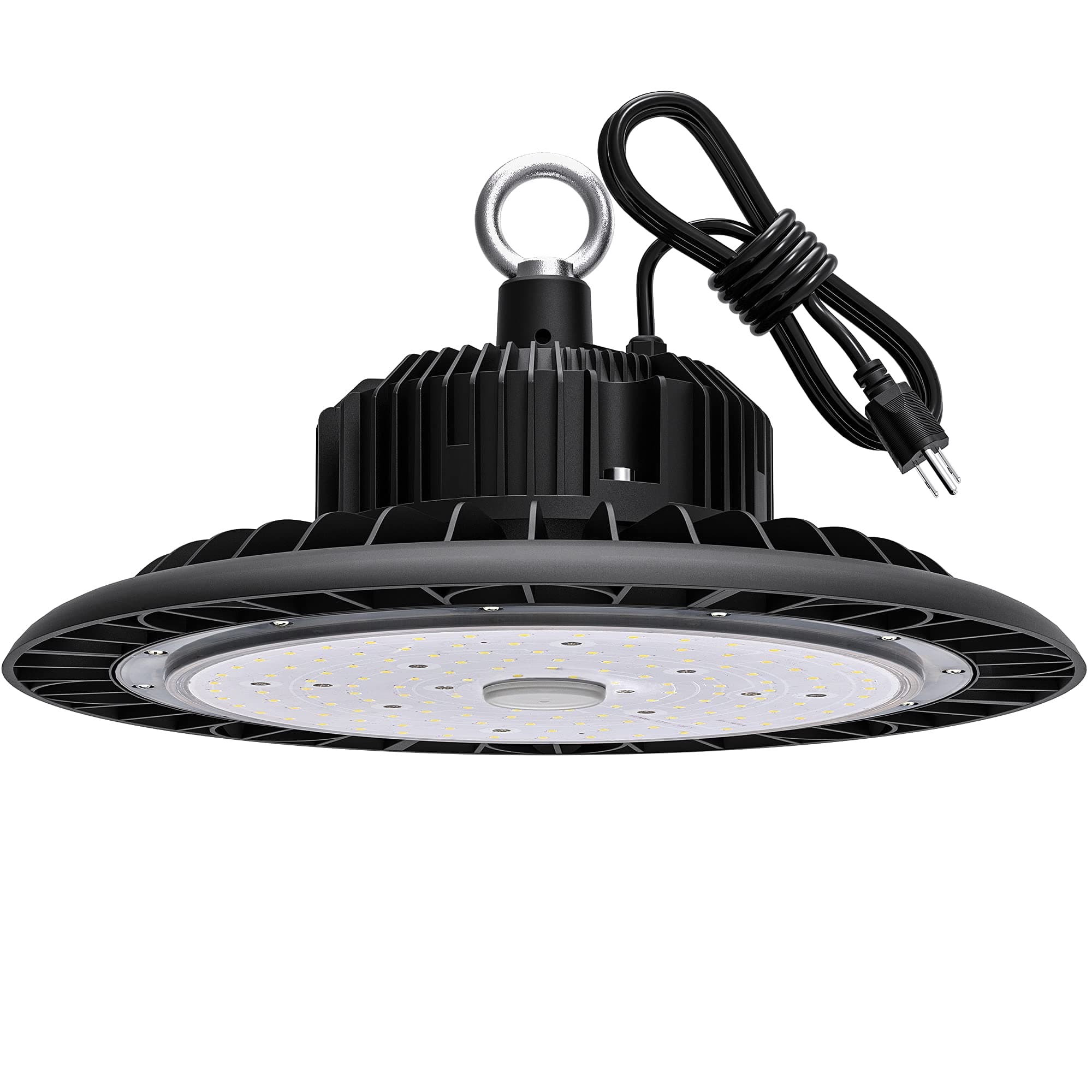 LED High Bay Light 150W 21000 LM with US Plug 5ft Cable, 5000K Daylight, IP65 Waterproof, Non-Dim, UFO Commercial Warehouse Workshop Factory Barn Garage Lowbay Area Lighting Fixture
