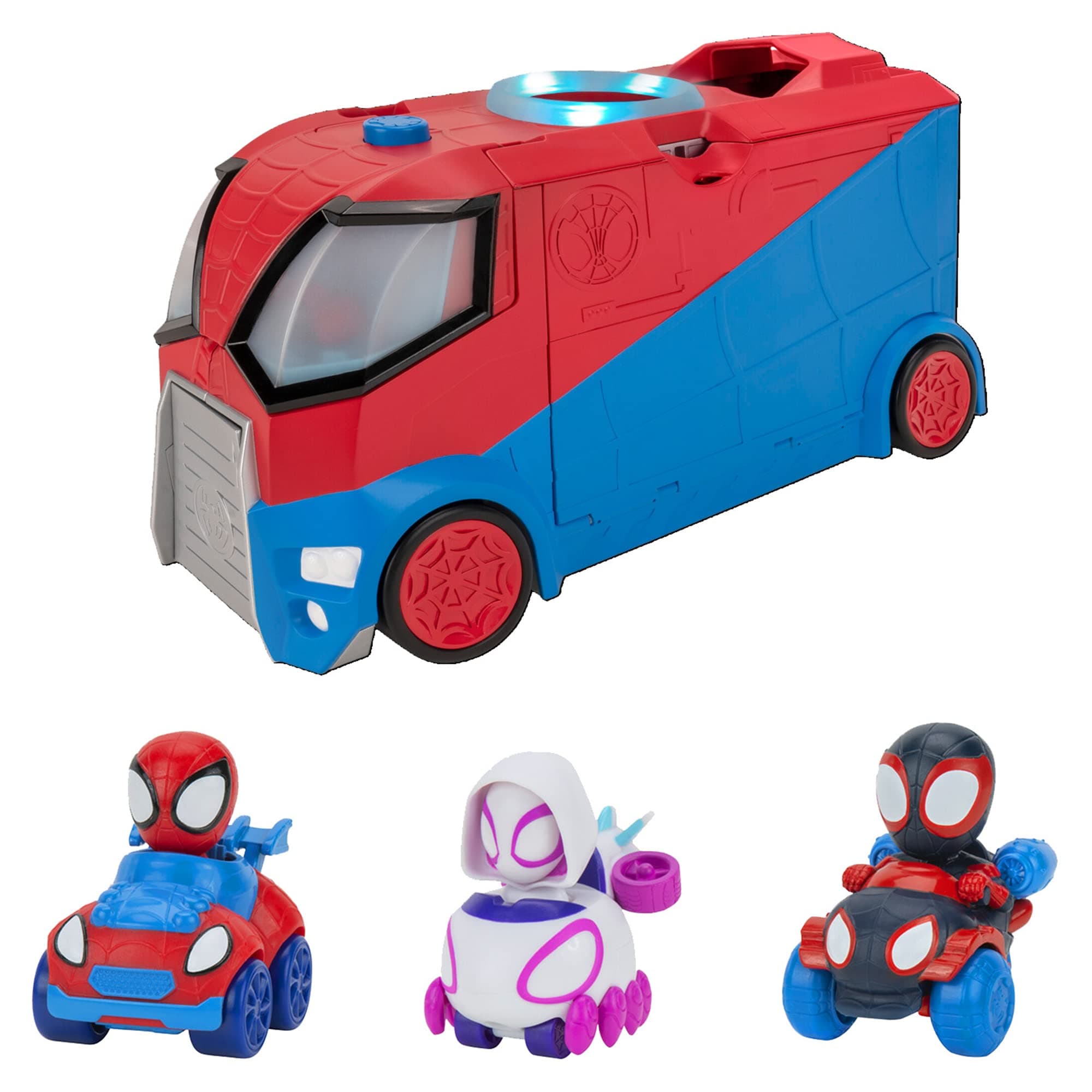 Marvel Web Transporter Feature Vehicle, Lights & Sounds - Includes 3 Mini Vehicles, Unisex