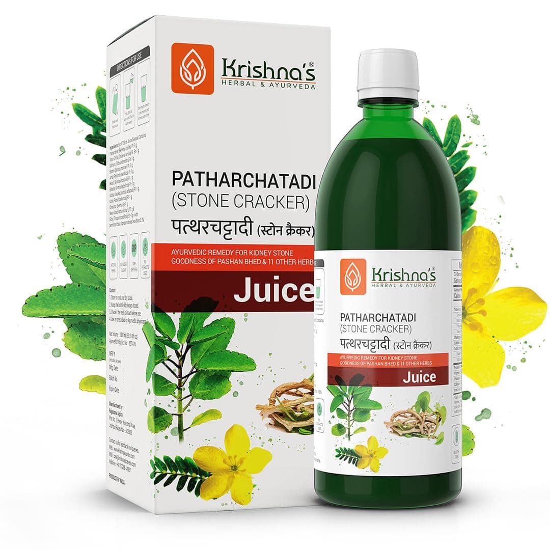 Krishna's Pathar Juice Chatadi - 1000 ml | Dissolve or Break The Stone | Goodness of Pashanbhed, Adulsa, Kutki & Amla | Blend of Ayurvedic Herbs for kidney