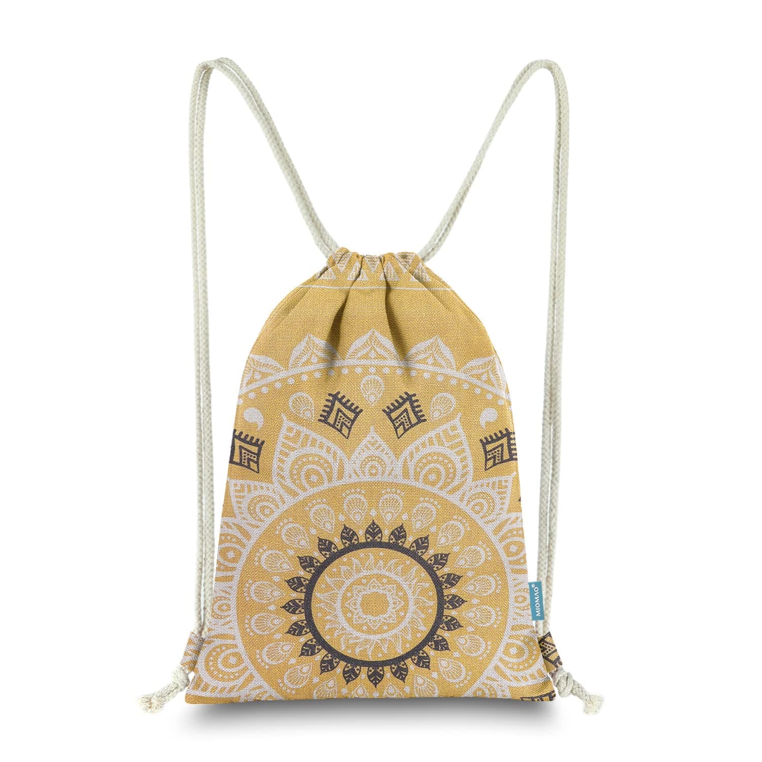 MiomaoDrawstring Backpack Mandala Style String Bag Canvas Beach Sport Daypack
