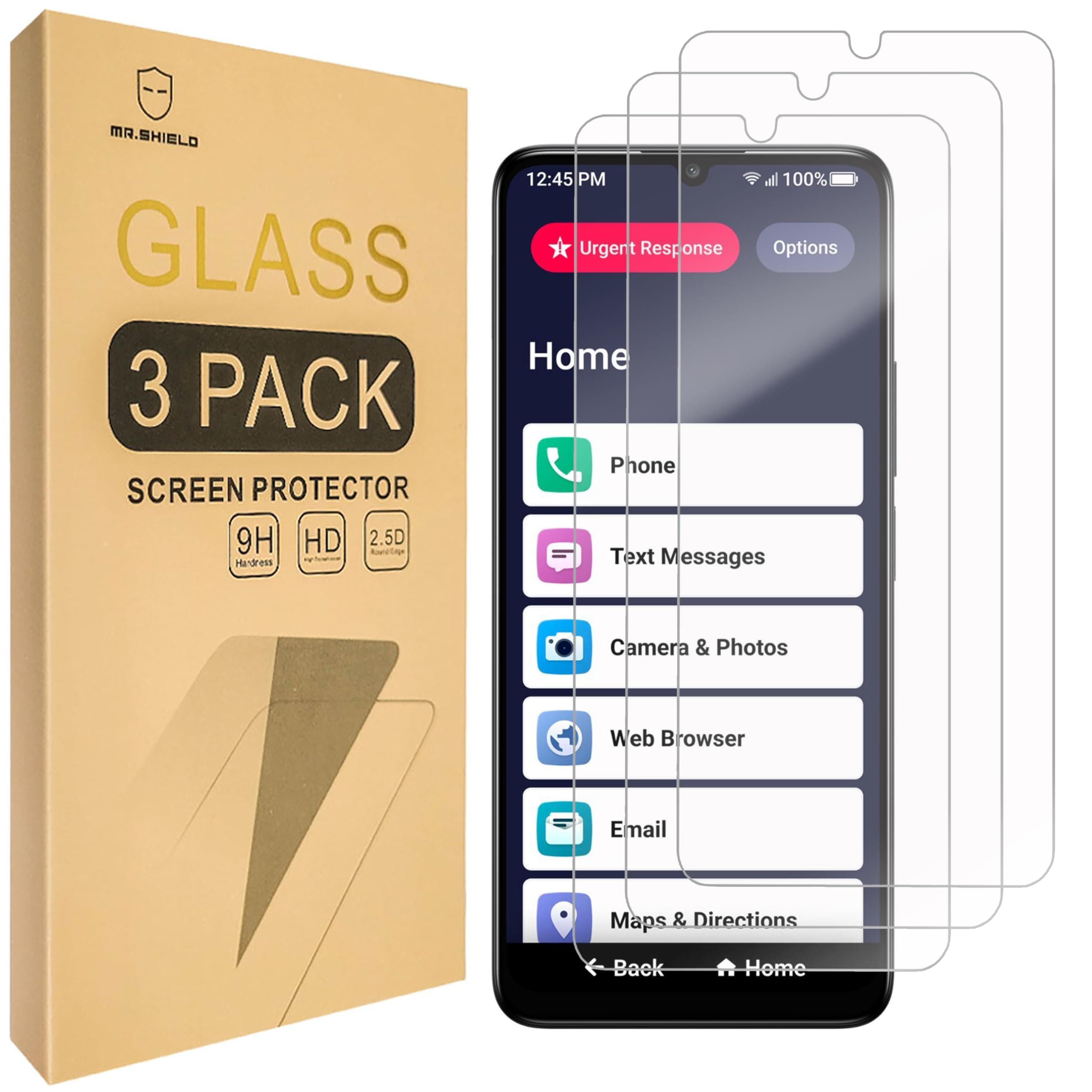 Mr.Shield[3-Pack] Screen Protector For Lively Jitterbug Smart4 [Tempered Glass] [Japan Glass with 9H Hardness] Screen Protector