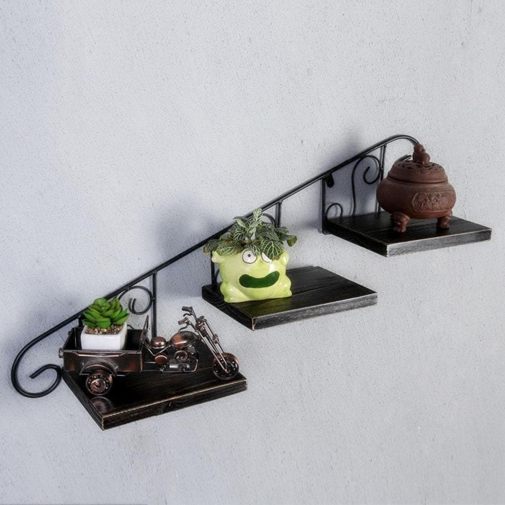 ksungb Post of Flowers Wall Hanging Creative Retro Multifunction Framework of Plant Bonsai Pot Frame Shelf Small Plant in Pots Room Bathroom Balcony Cafeteria Suspension Lron Art Black B