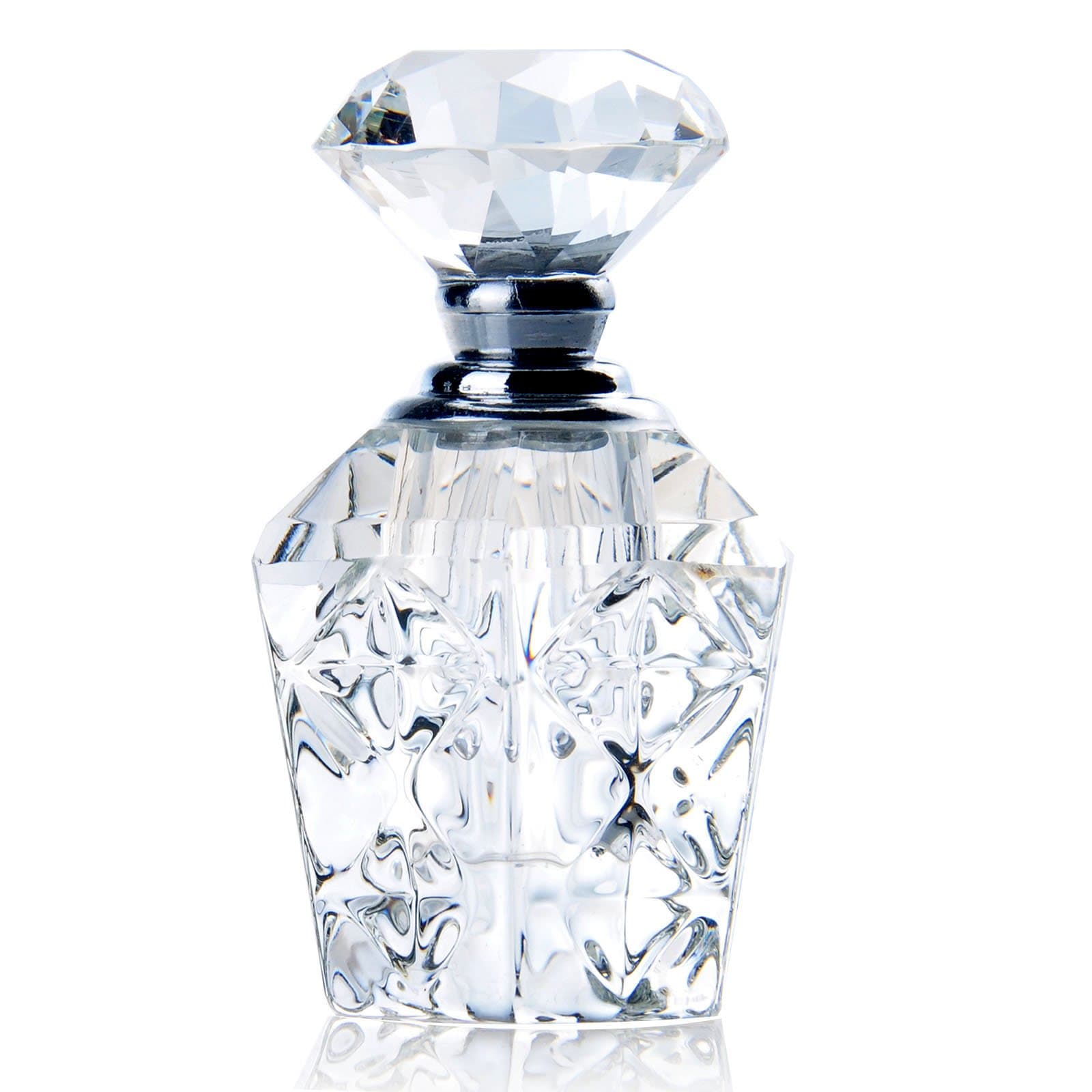 H&D HYALINE & DORA Clear Art Carved Crystal Empty Mini Refillable Perfume Bottle