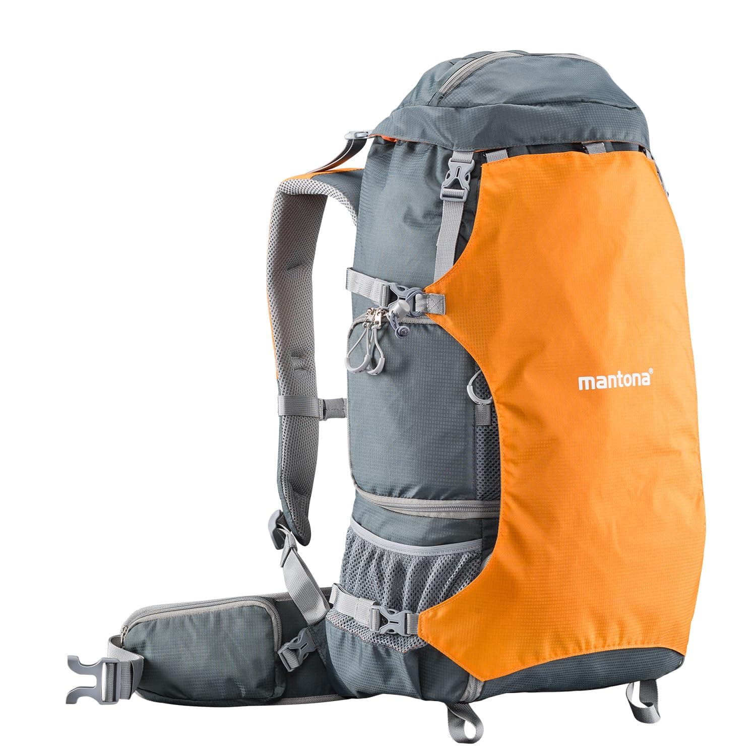 Mantona 20587 ElementsPro 40 Profi-Outdoor-Rucksack für DSLR- oder CSC-Kamera orange (inkl. Regenhülle),