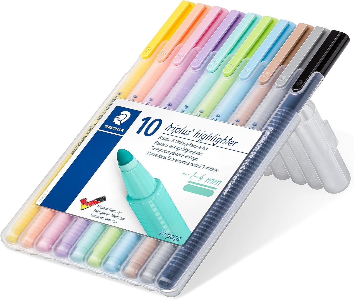 362 CSB10 Triplus Textsurfer Highlighter, 1-4mm Line Width - Assorted Pastel Colours (Pack of 10)