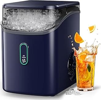 Nugget Ice Maker Countertop, Pebble Ice Maker with Crushed Ice, One-Click Operation Ice Machine with Self-Cleaning, 33lbs/24H for Home, Kitchen, Office, Blue