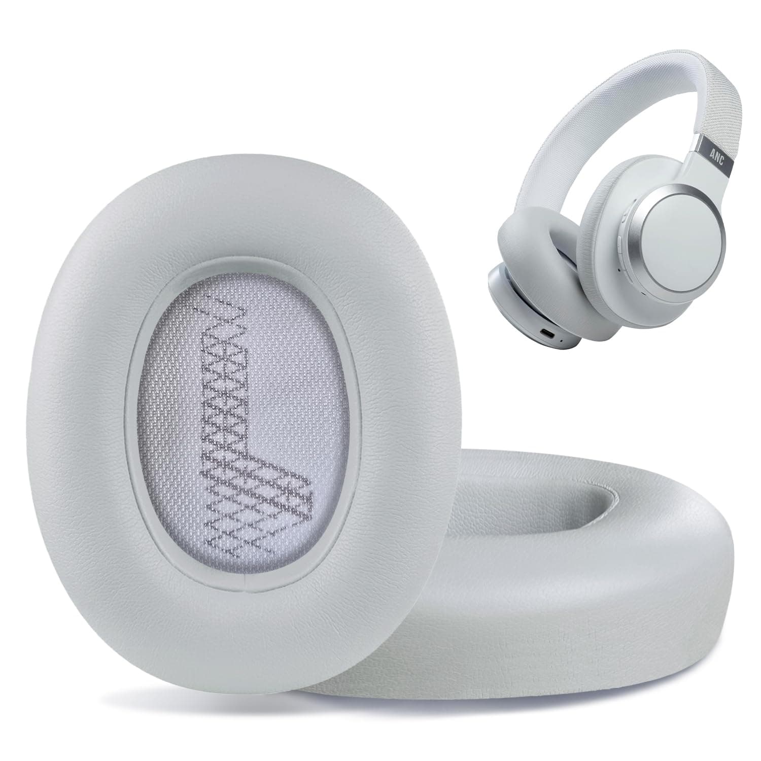 Replacement Ear Pads for JBL E65 (E65BT E65BTNC)/Live 650 (650NC 650BTNC)/Live 660 (660NC 660BTNC)/Duet NC Over-Ear Headphones, Headset Ear Cushions, Headset Earpads, Ear Cups Cover-Grey