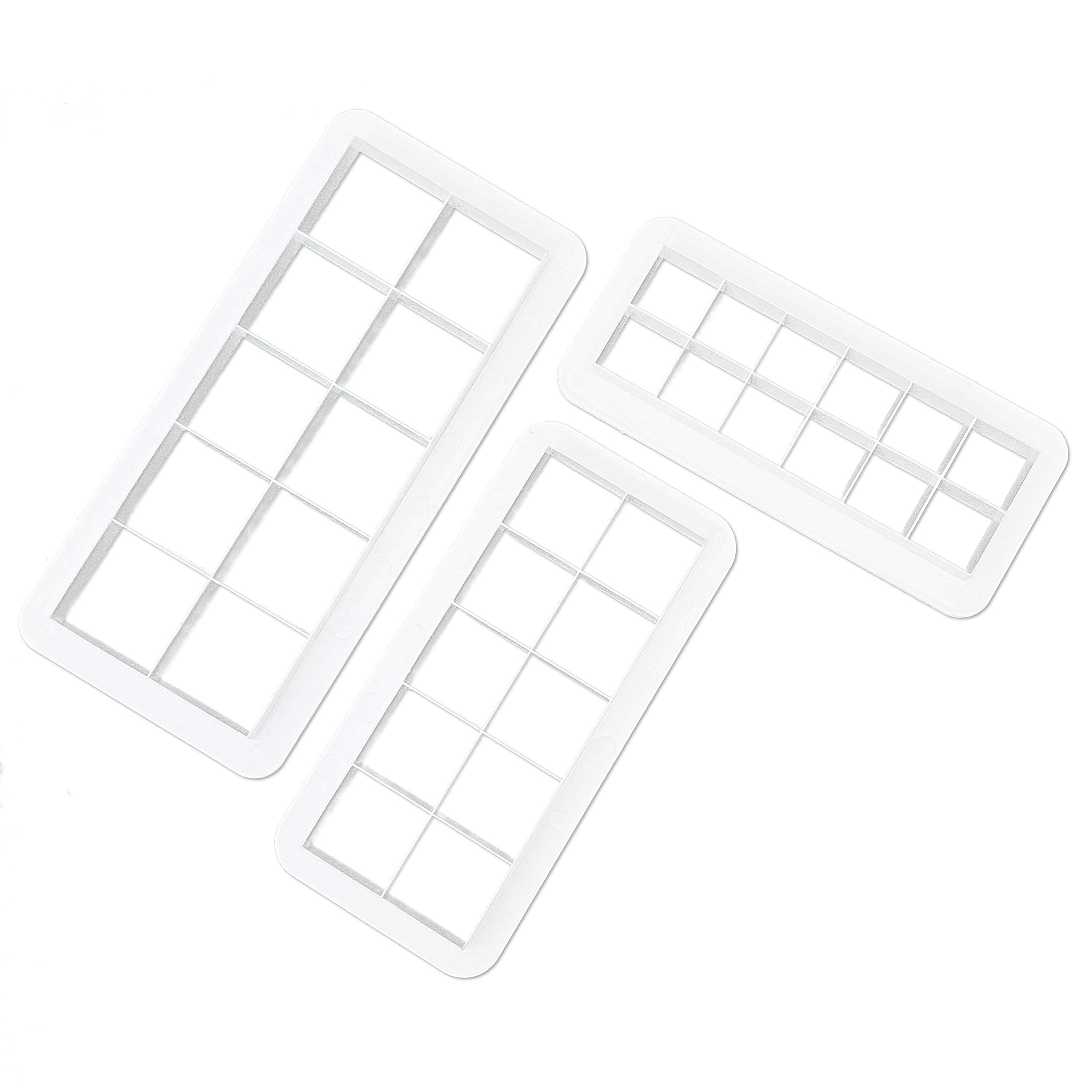 Clever Monster Square Cookie Cutter Set, Geometric Multicutter Square Cake Fondant Cutter, 3 Size Square Biscuit Cutters Cake Decorating (White).