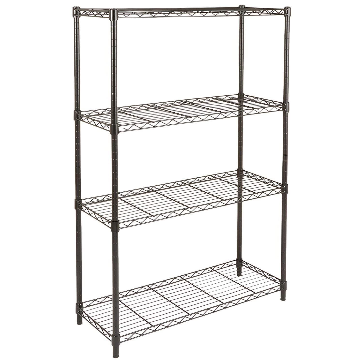 Amazon Basics 4-Shelf Storage Unit With Height Adjustable Shelves and Levelling Feet, 640 kg Max Weight, Black, 35.6 cm D x 91.4 cm W x 137.1 cm H