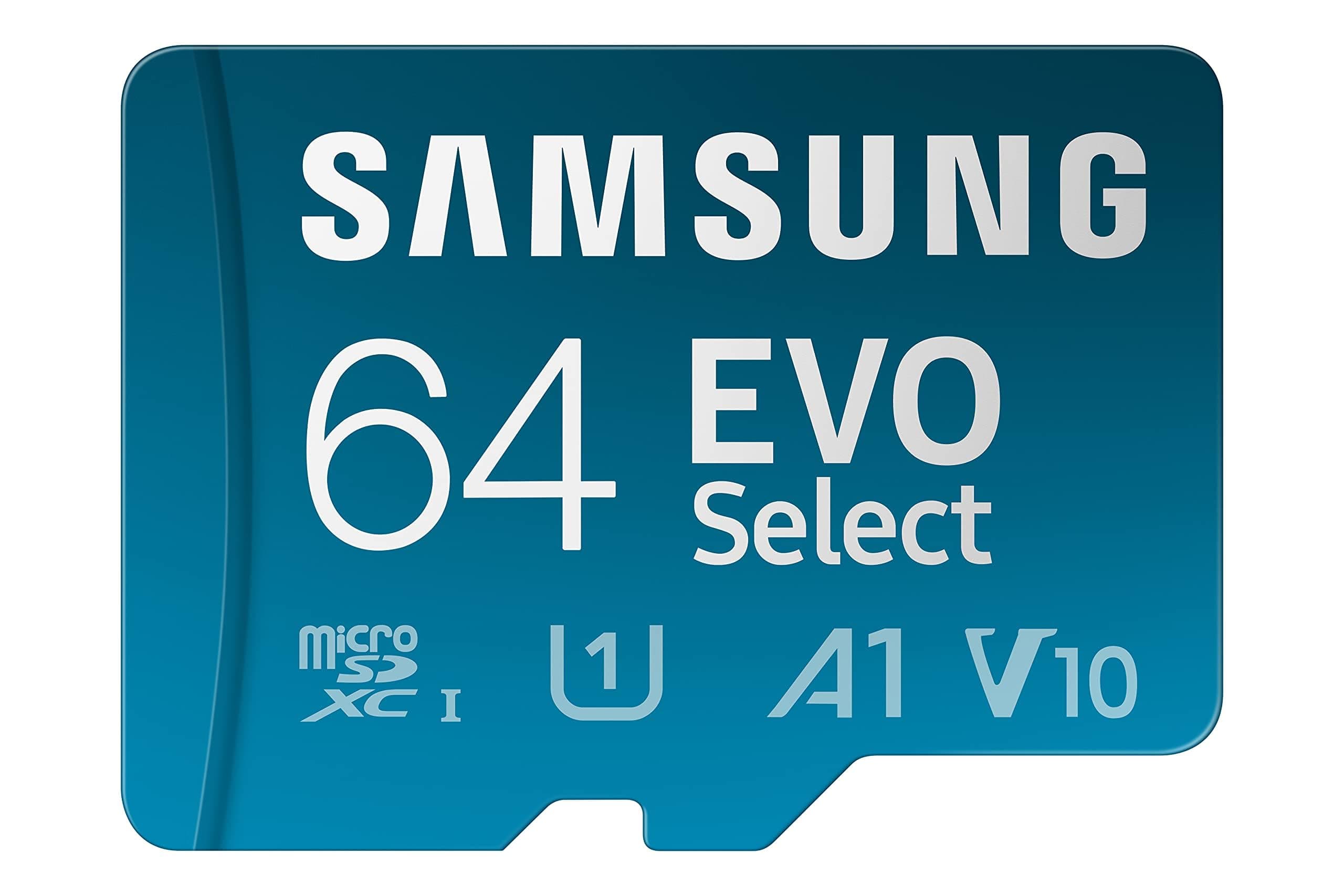 SAMSUNG EVO Select Micro SD -Memory -Card + Adapter, 64GB microSDXC 130MB/s Full HD & 4K UHD, UHS-I, U1, A1, V10, Expanded Storage for Android Smartphones, Tablets, Nintendo -Switch (MB-ME64KA/AM)