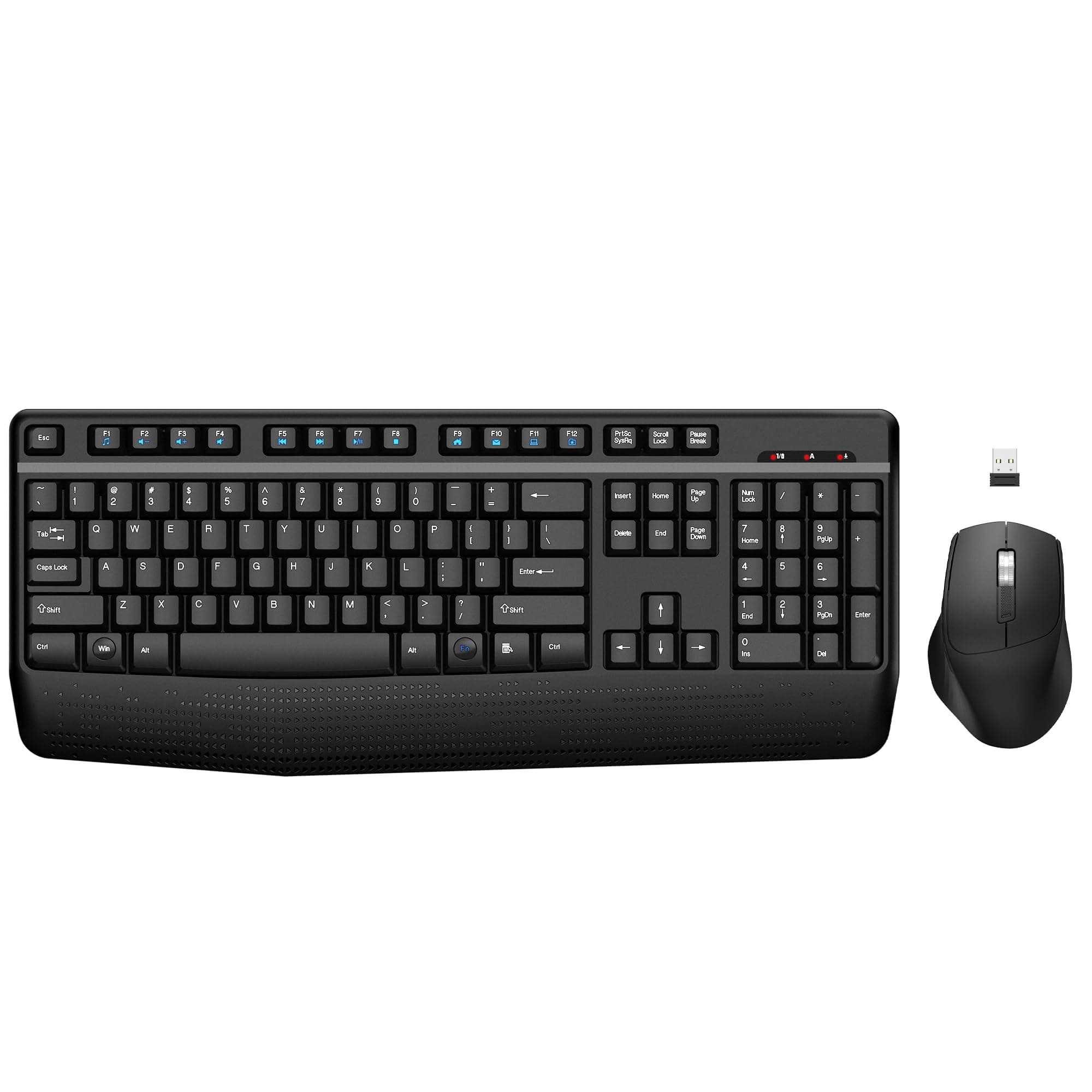 Wireless Keyboard and Mouse Combo, EDJO 2.4G Full-Sized Ergonomic Computer Keyboard with Wrist Rest and 3 Level DPI Adjustable Wireless Mouse for Windows, Mac OS Desktop/Laptop/PC (Dark Gray)
